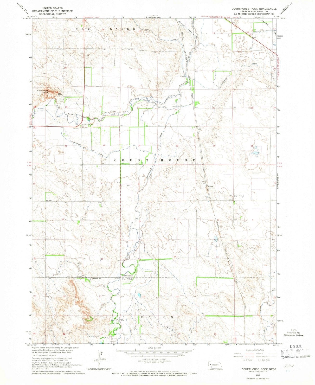 1965 Courthouse Rock, NE - Nebraska - USGS Topographic Map