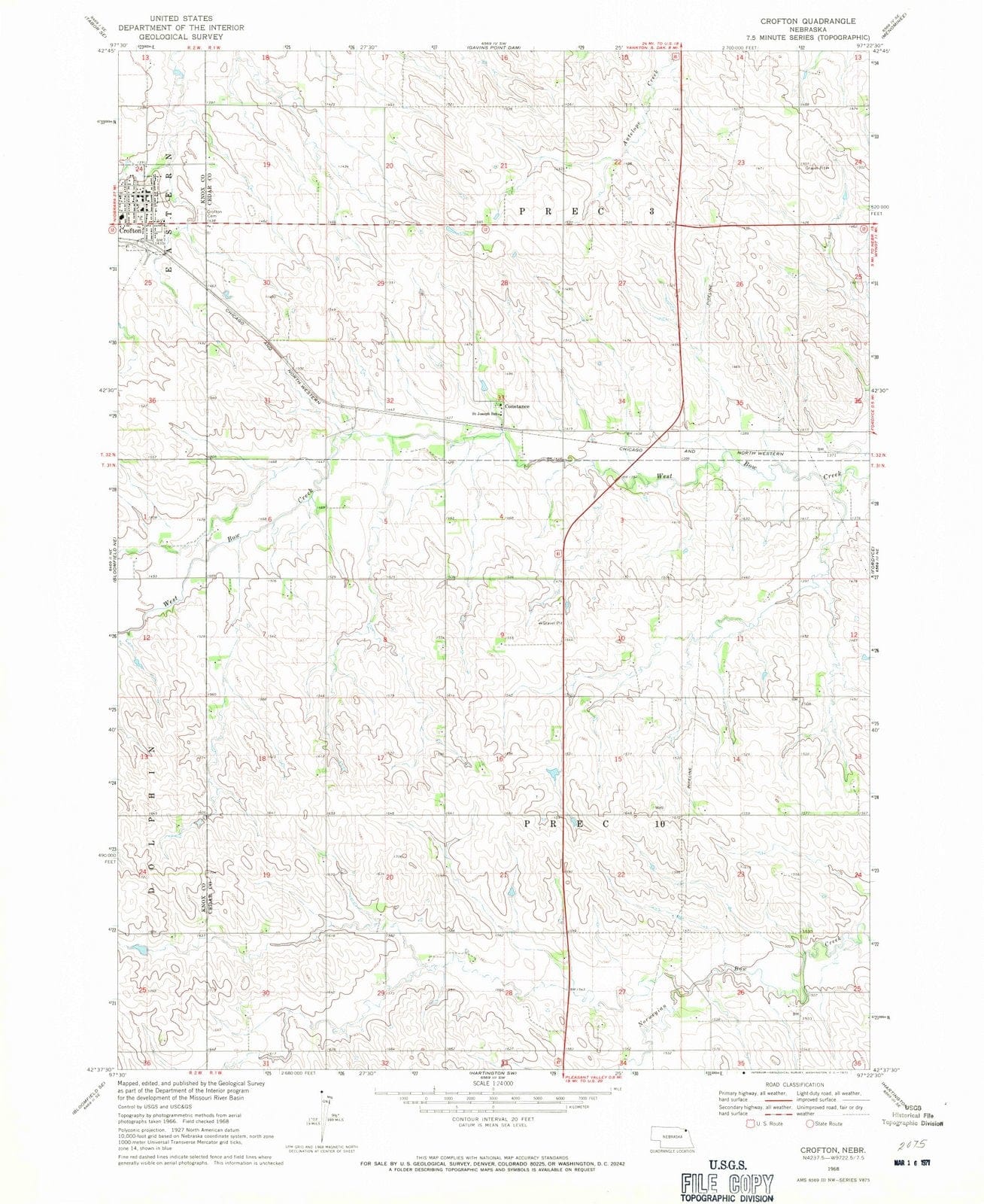 1968 Crofton, NE - Nebraska - USGS Topographic Map