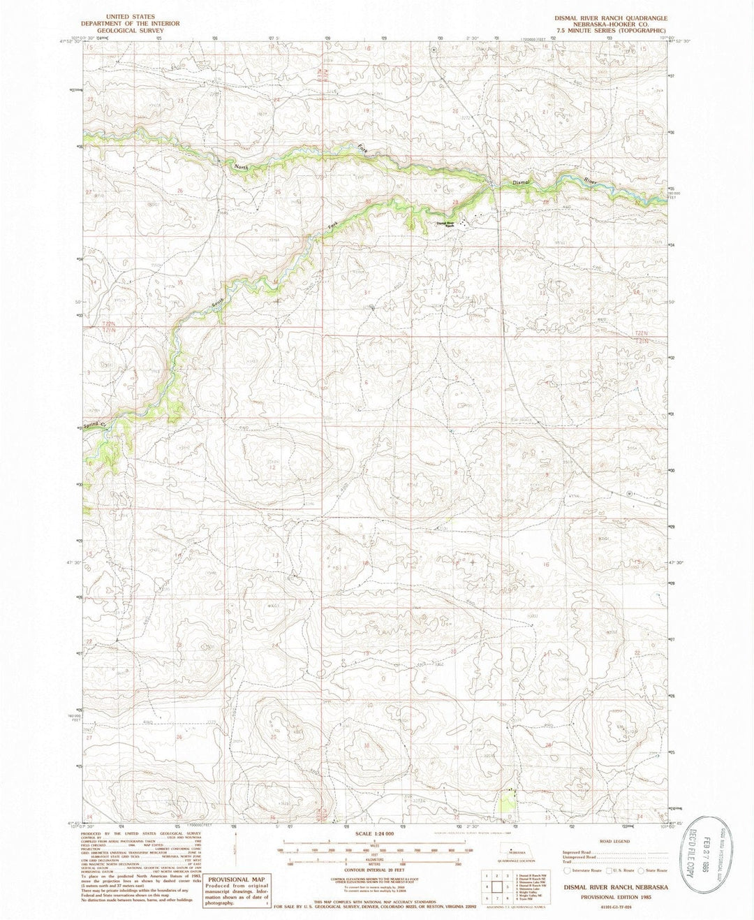 1985 Dismal River Ranch, NE - Nebraska - USGS Topographic Map v4