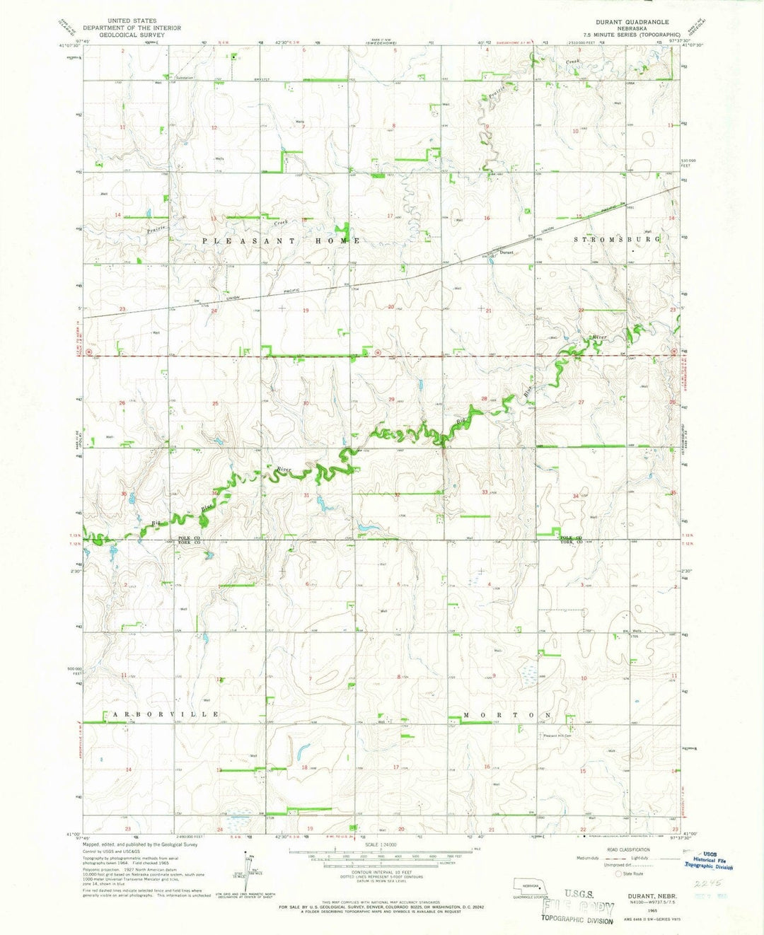1965 Durant, NE - Nebraska - USGS Topographic Map