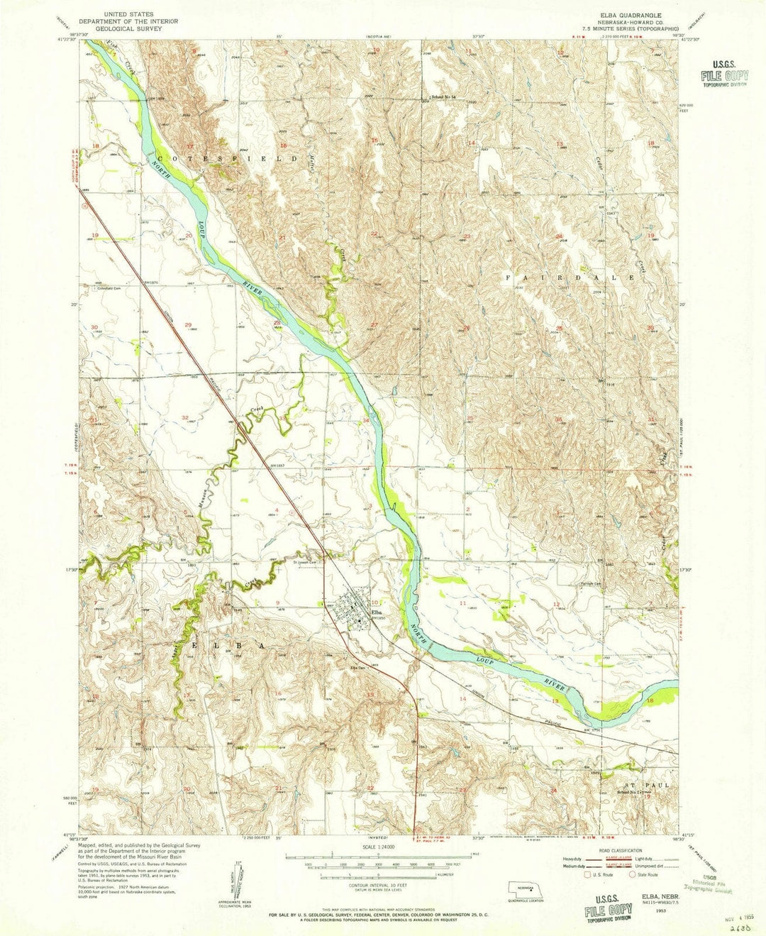 1953 Elba, NE - Nebraska - USGS Topographic Map
