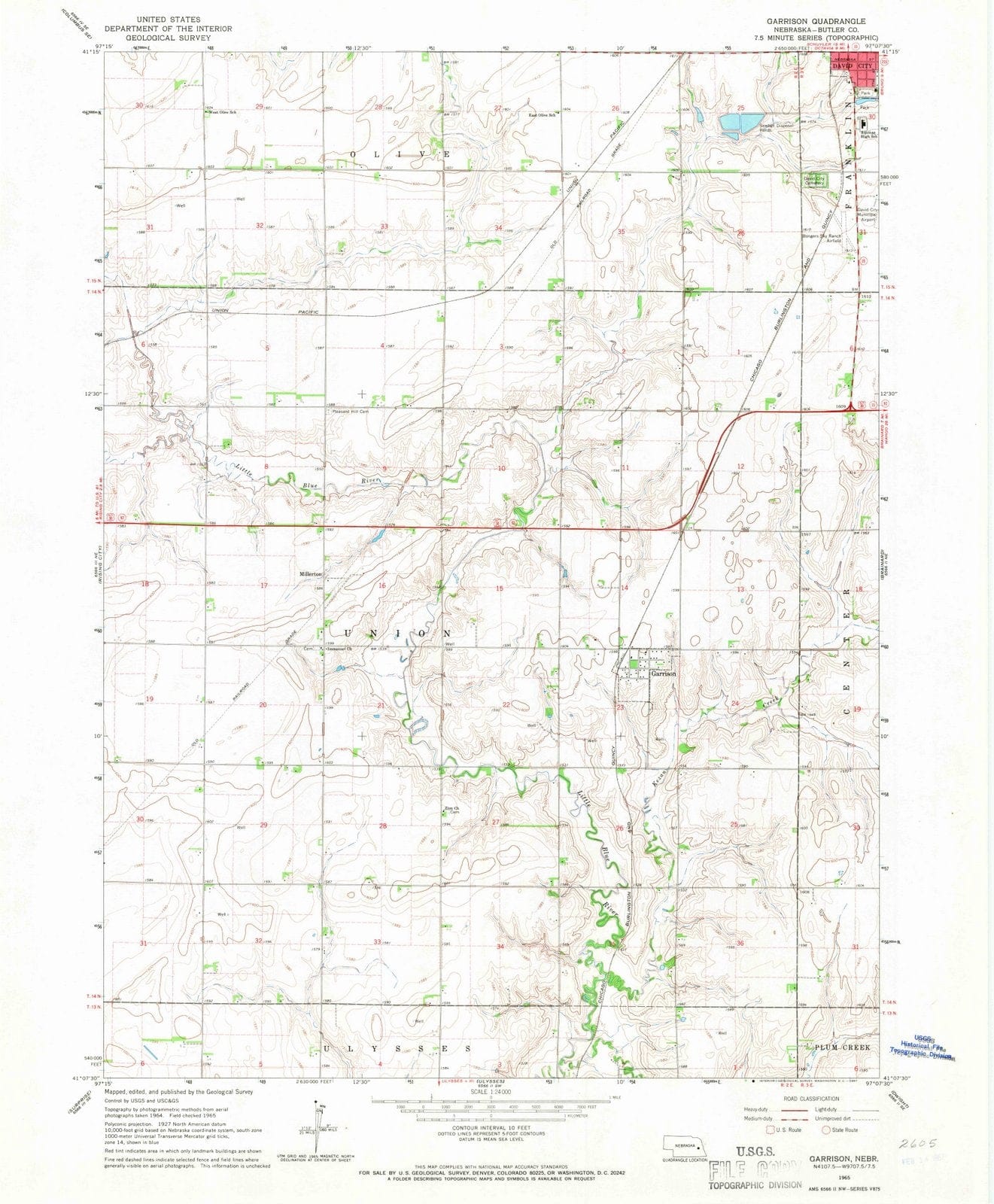 1965 Garrison, NE - Nebraska - USGS Topographic Map