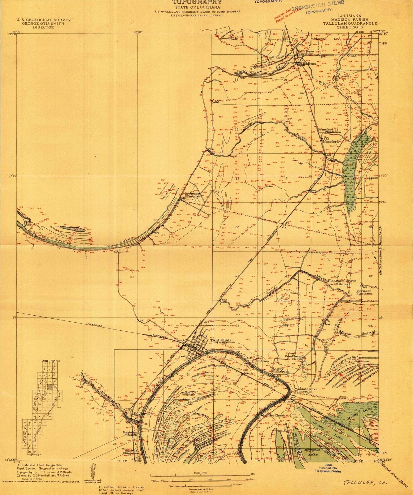 1909 Tallulah, LA - Louisiana - USGS Topographic Map