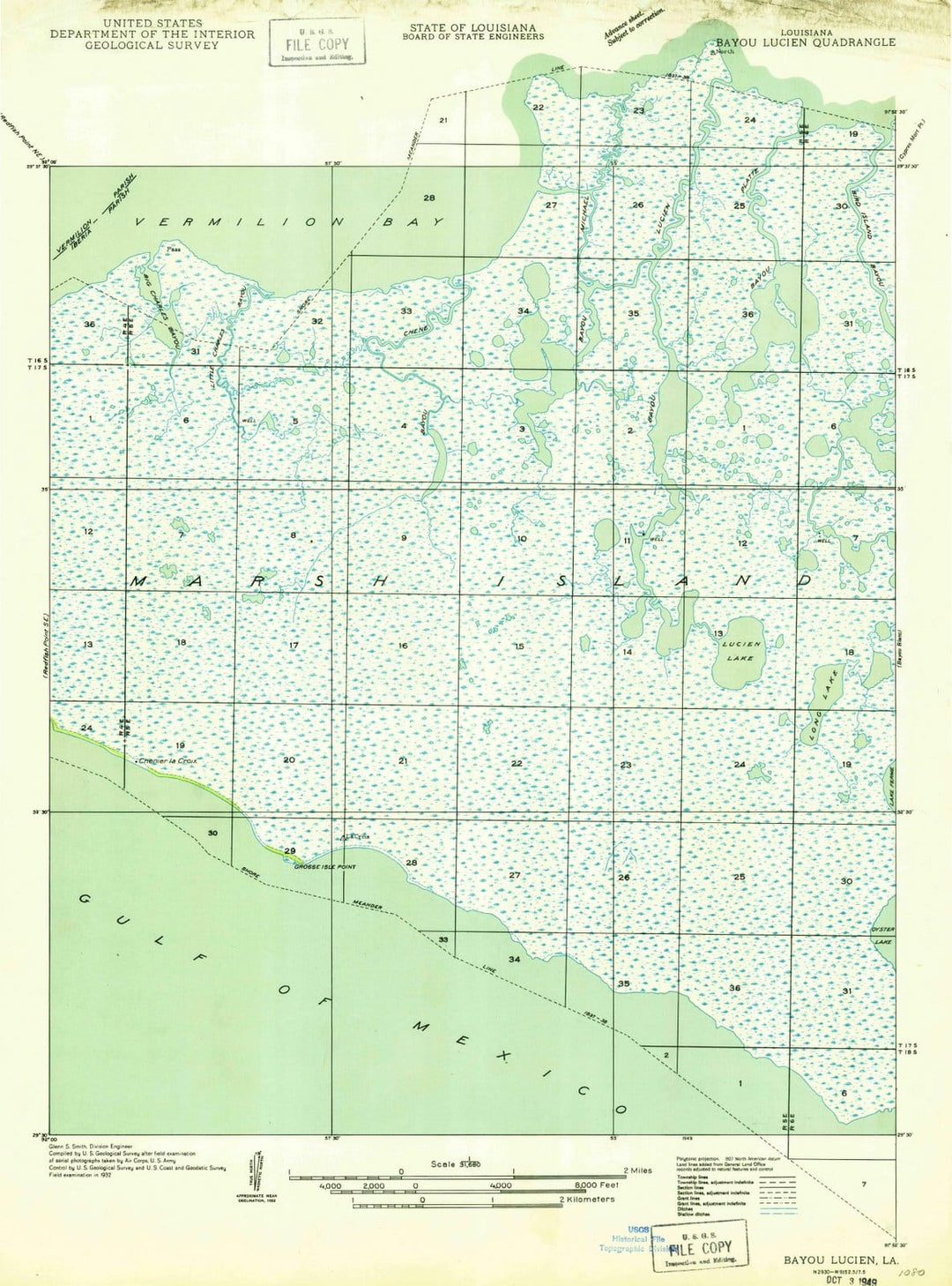 1949 Bayou Lucien, LA - Louisiana - USGS Topographic Map