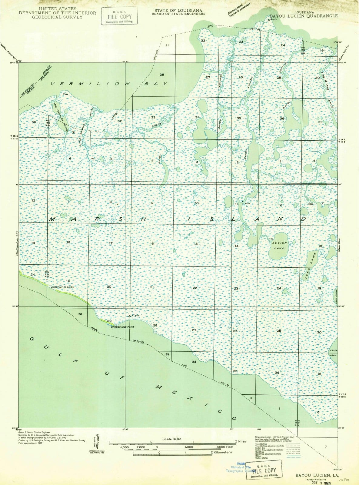1949 Bayou Lucien, LA - Louisiana - USGS Topographic Map