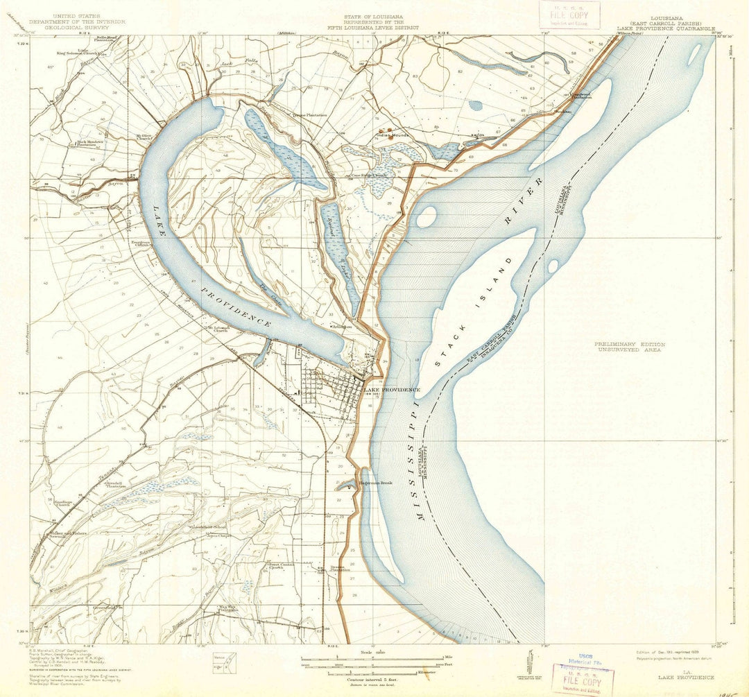 1911 Lake Providence, LA - Louisiana - USGS Topographic Map