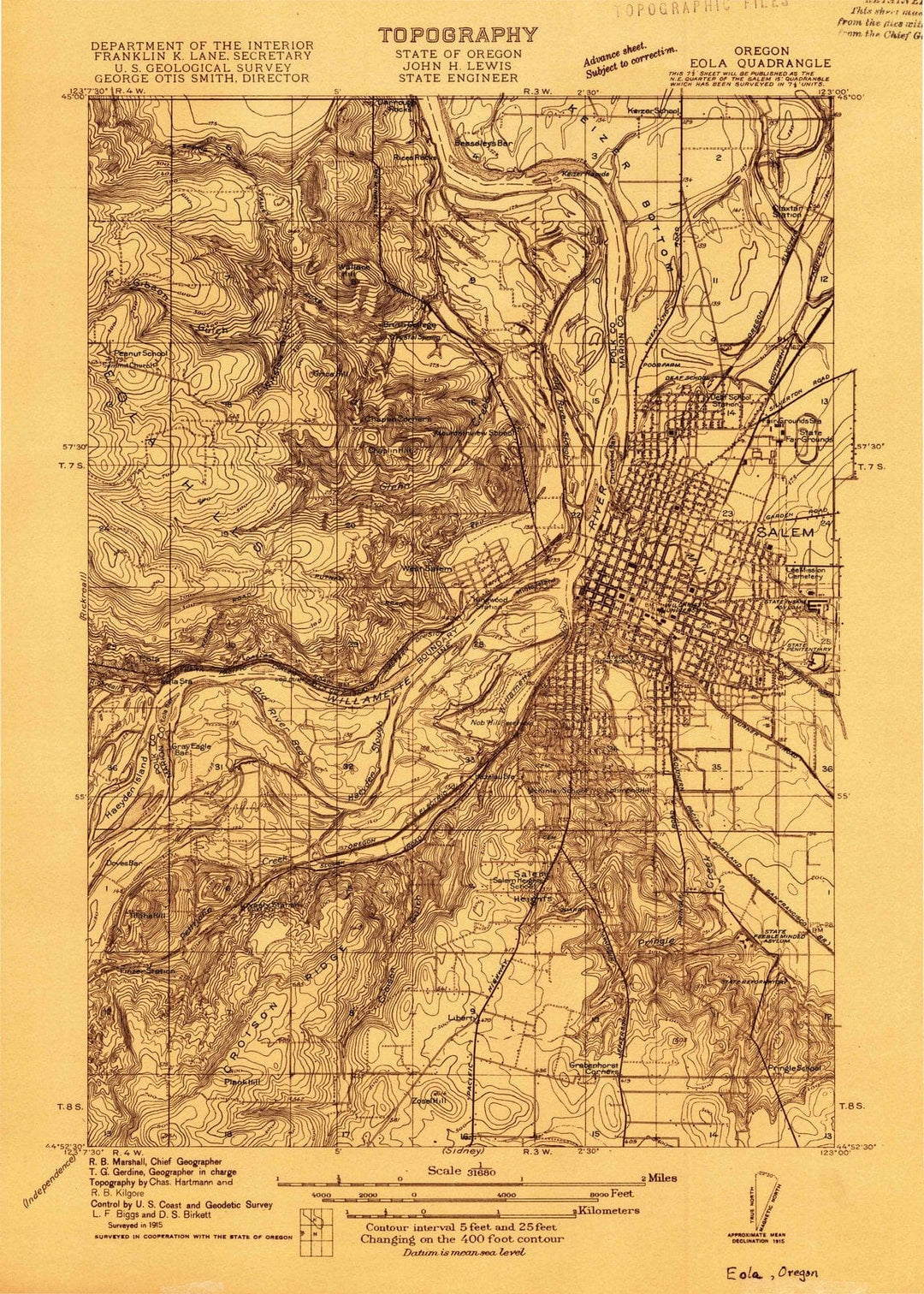 1915 EOLA, OR - Oregon - USGS Topographic Map