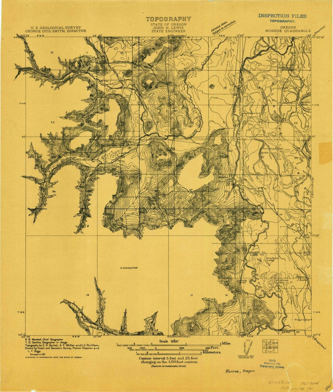 1911 Monroe, OR - Oregon - USGS Topographic Map