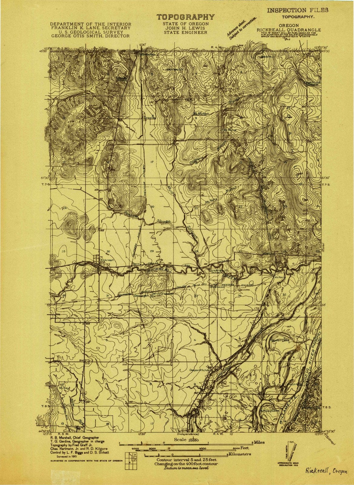1915 Rickreall, OR - Oregon - USGS Topographic Map