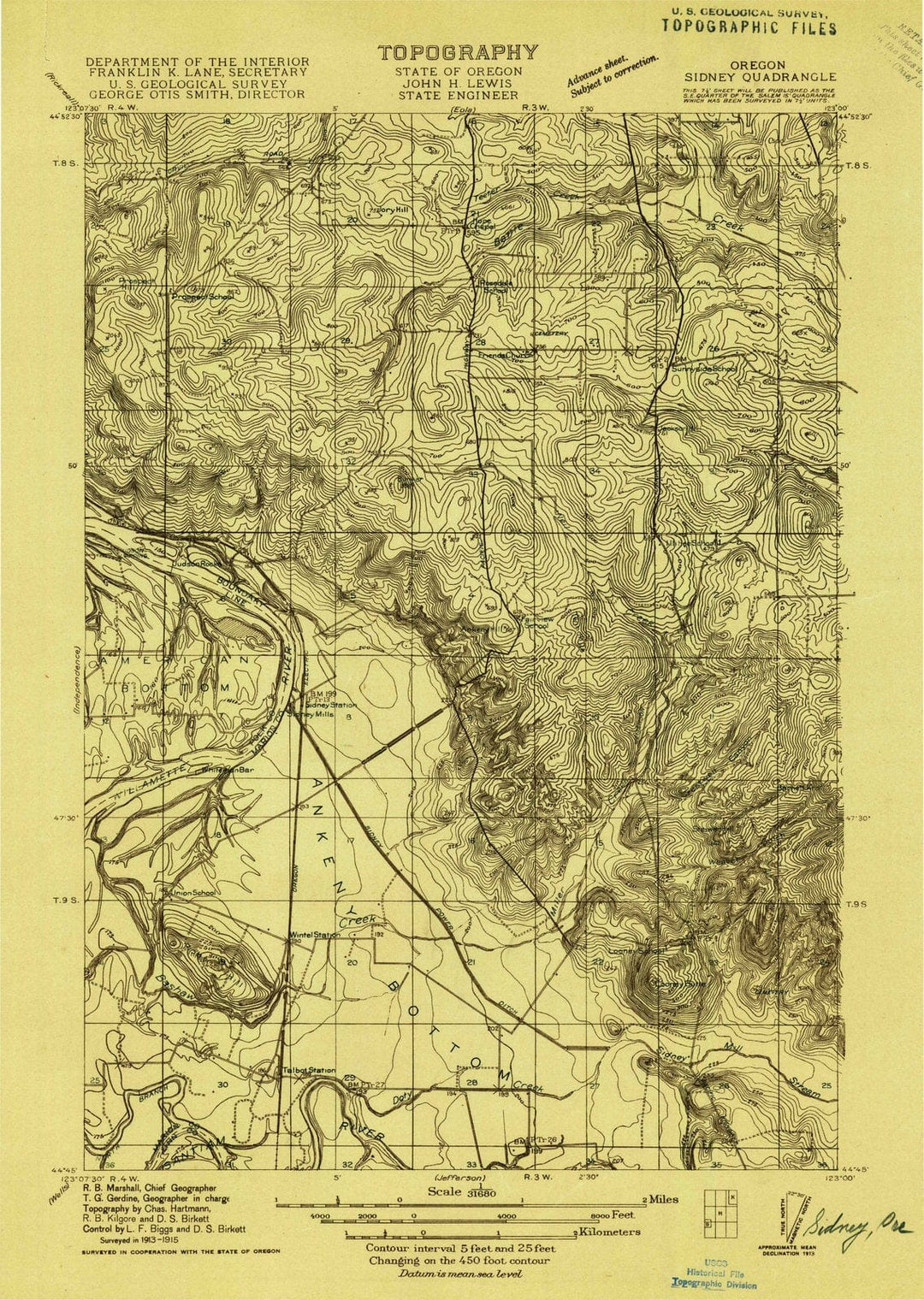 1915 Sidney, OR - Oregon - USGS Topographic Map