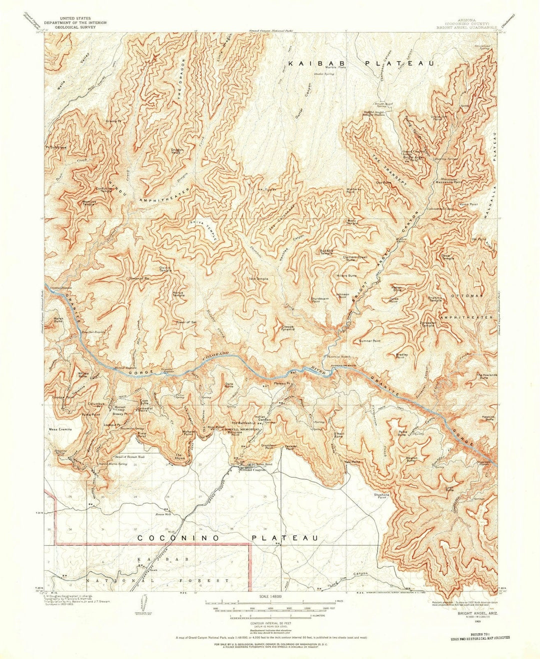 1903 Bright Angel, AZ - Arizona - USGS Topographic Map