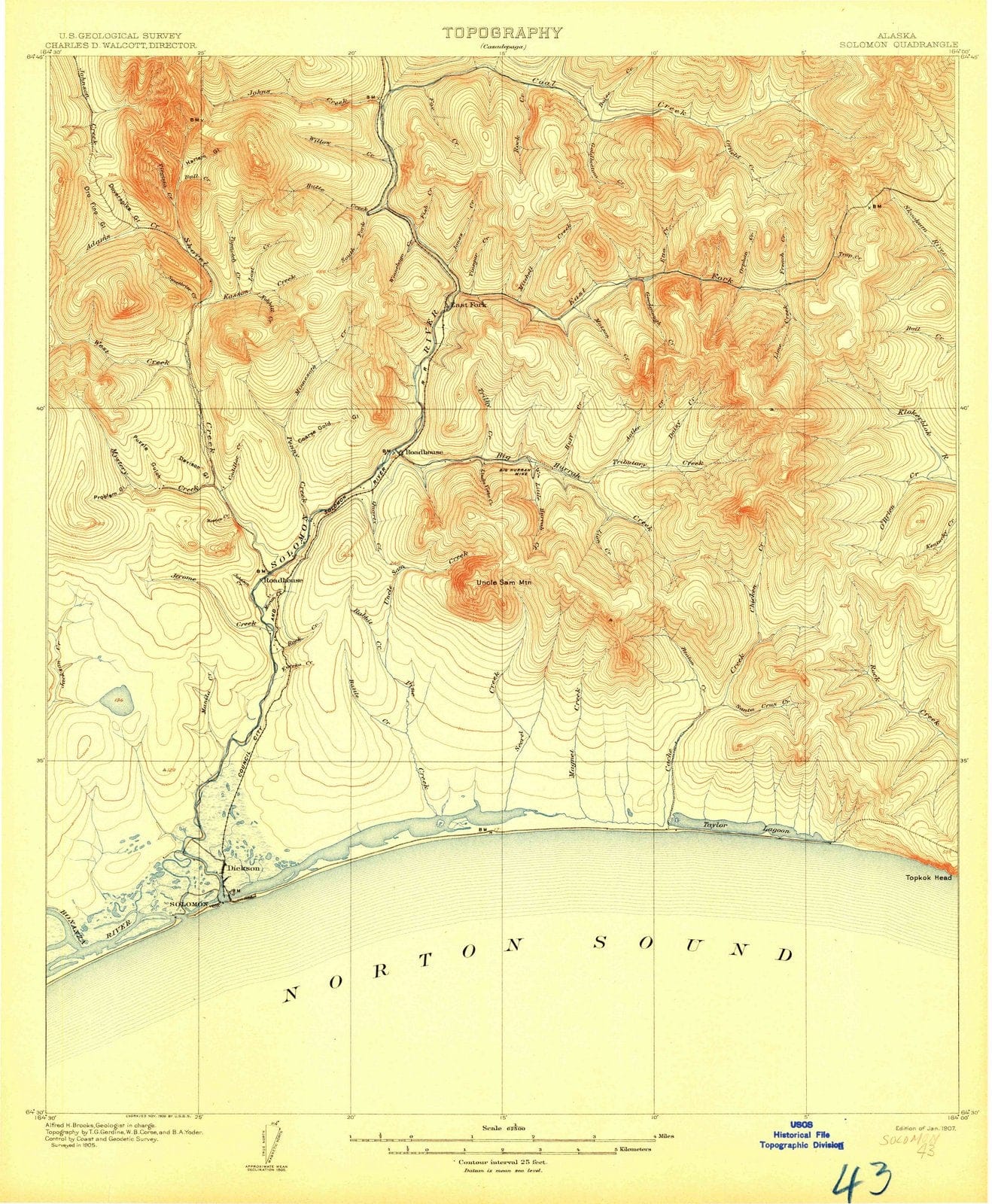 1907 Solomon, AK - Alaska - USGS Topographic Map