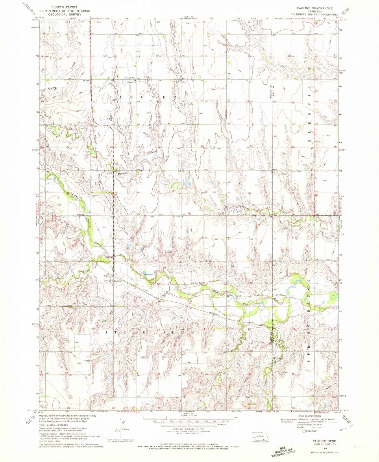 1969 Pauline, NE - Nebraska - USGS Topographic Map