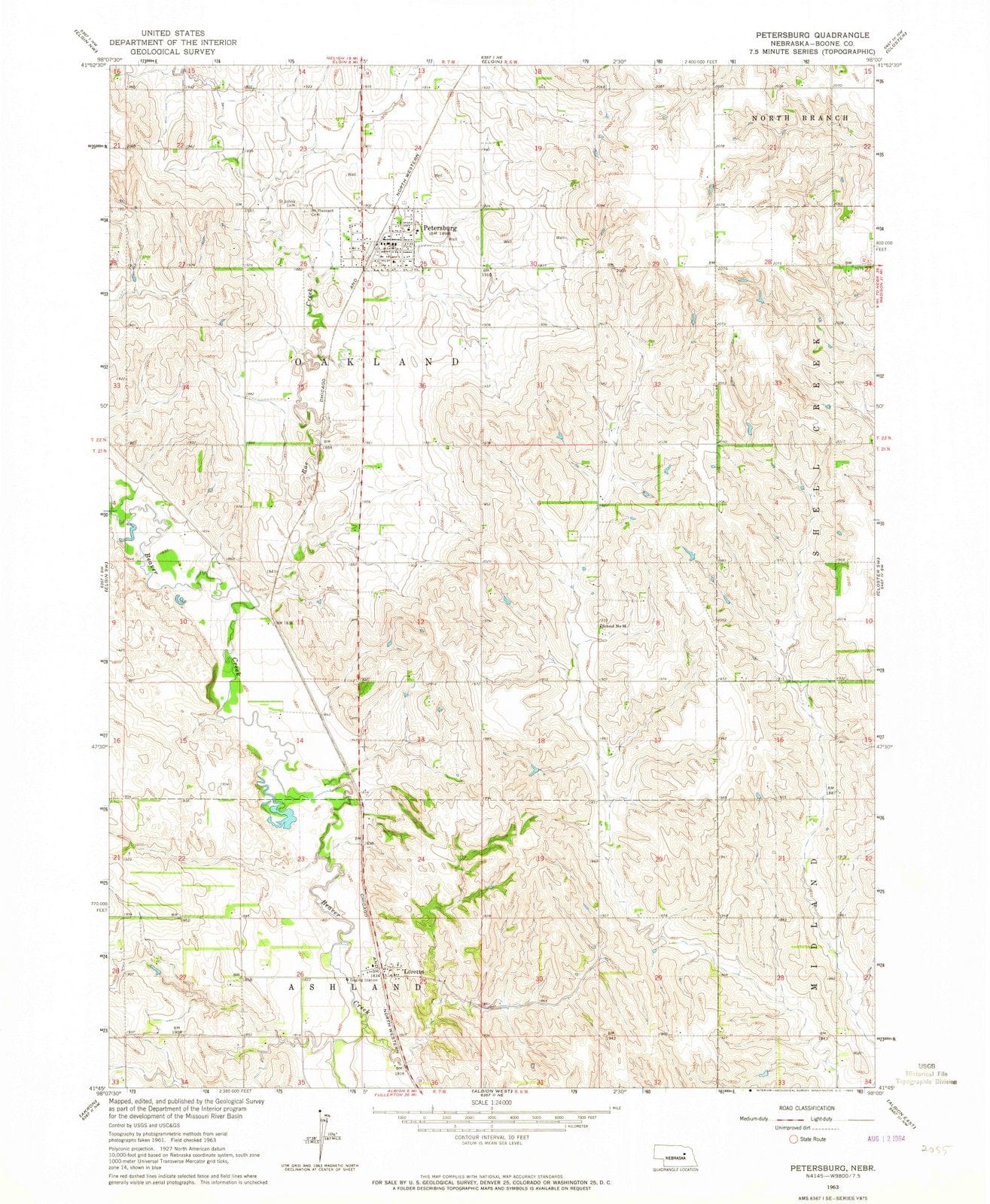 1963 Petersburg, NE - Nebraska - USGS Topographic Map