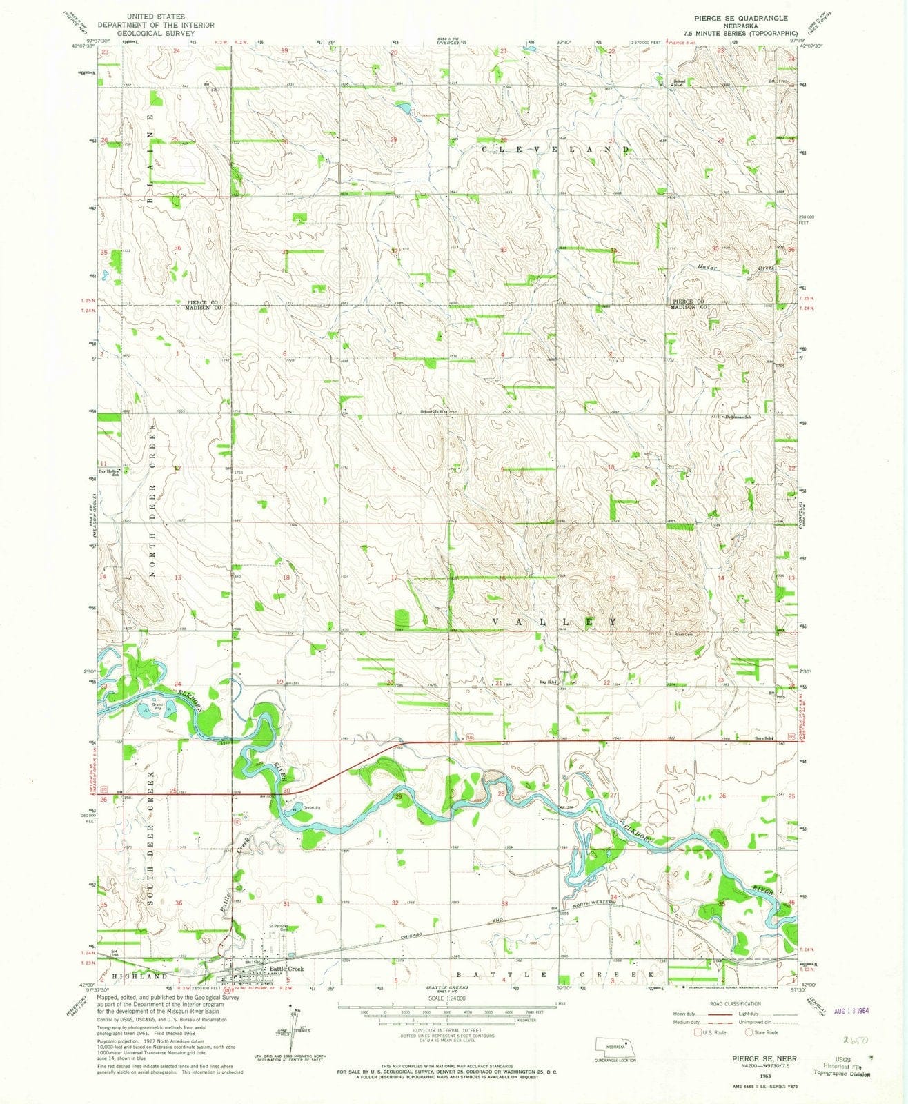 1963 Pierce, NE - Nebraska - USGS Topographic Map