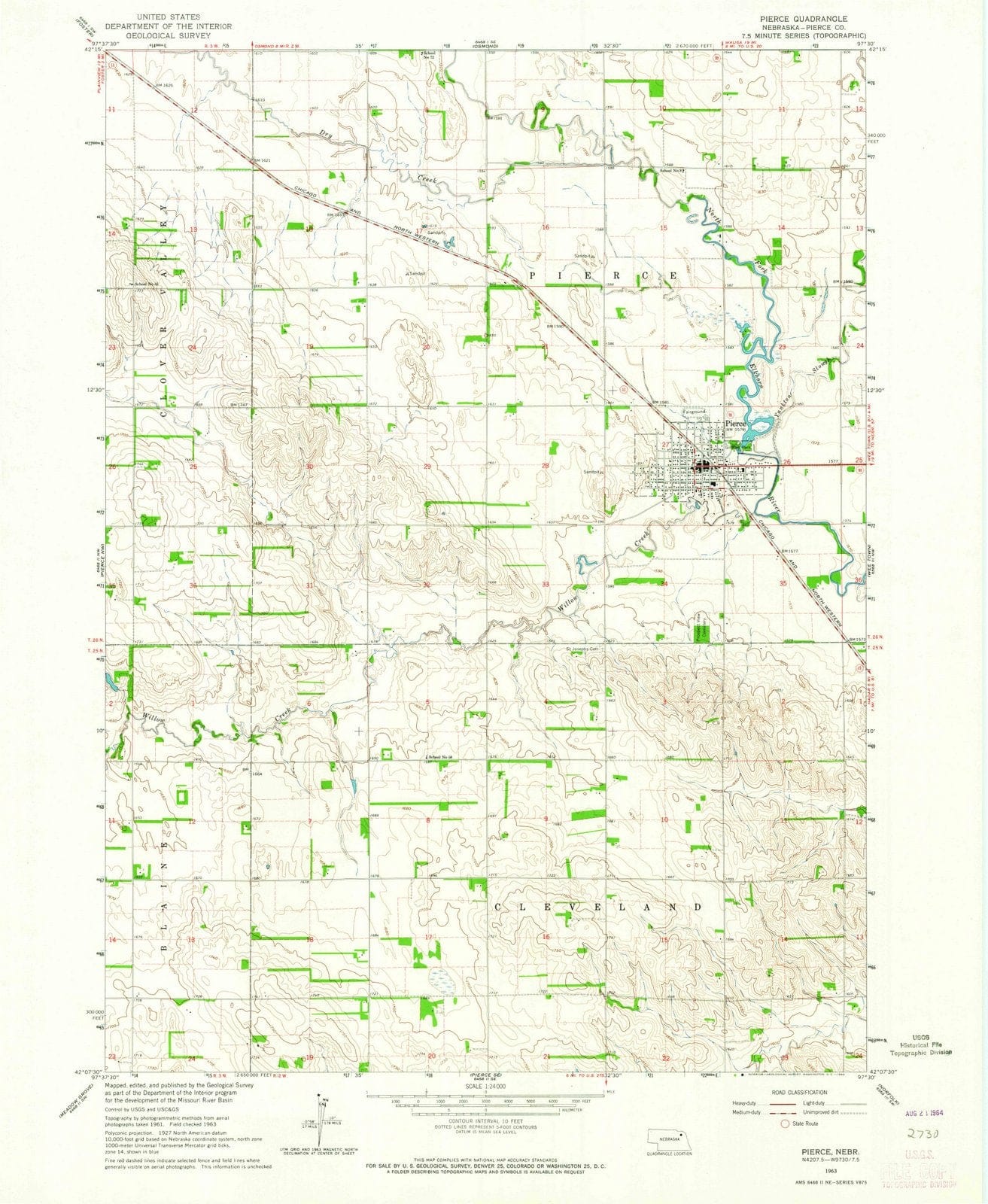 1963 Pierce, NE - Nebraska - USGS Topographic Map v2