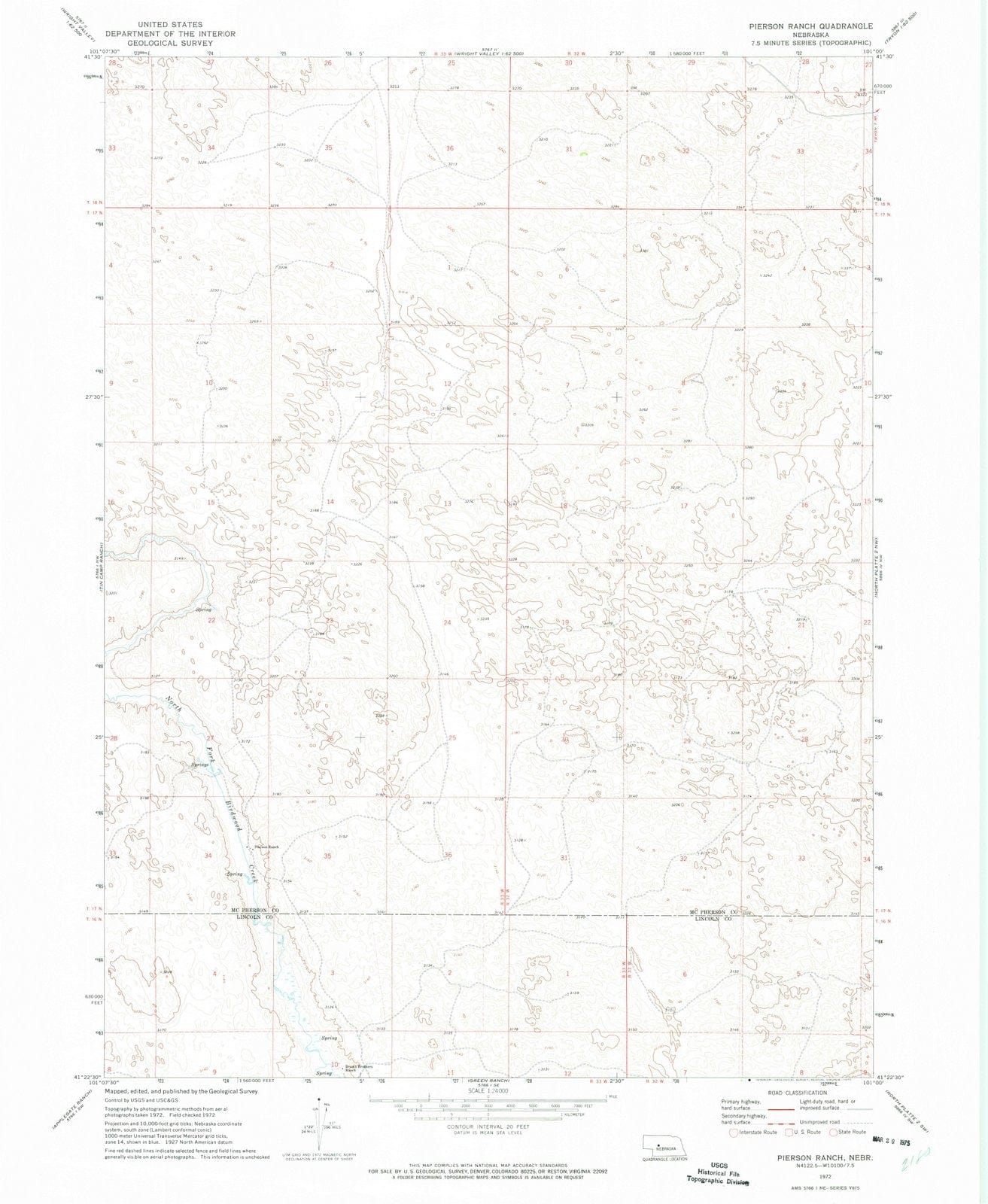 1972 Pierson Ranch, NE - Nebraska - USGS Topographic Map