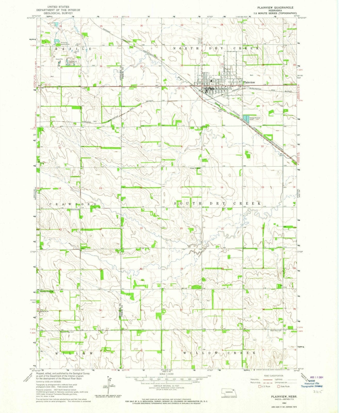 1963 Plainview, NE - Nebraska - USGS Topographic Map