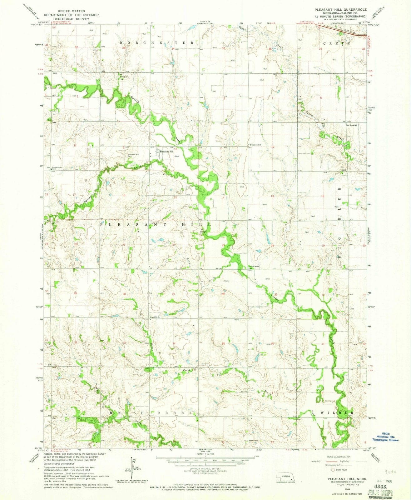 1964 Pleasant Hill, NE - Nebraska - USGS Topographic Map