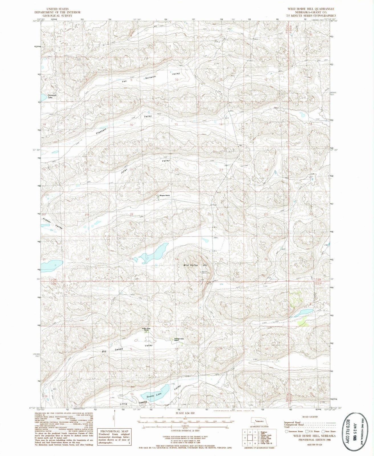 1986 Wild Horse Hill, NE - Nebraska - USGS Topographic Map