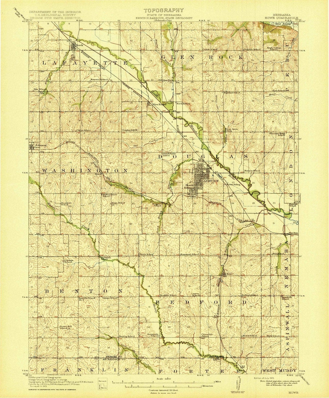 1915 Howe, NE - Nebraska - USGS Topographic Map