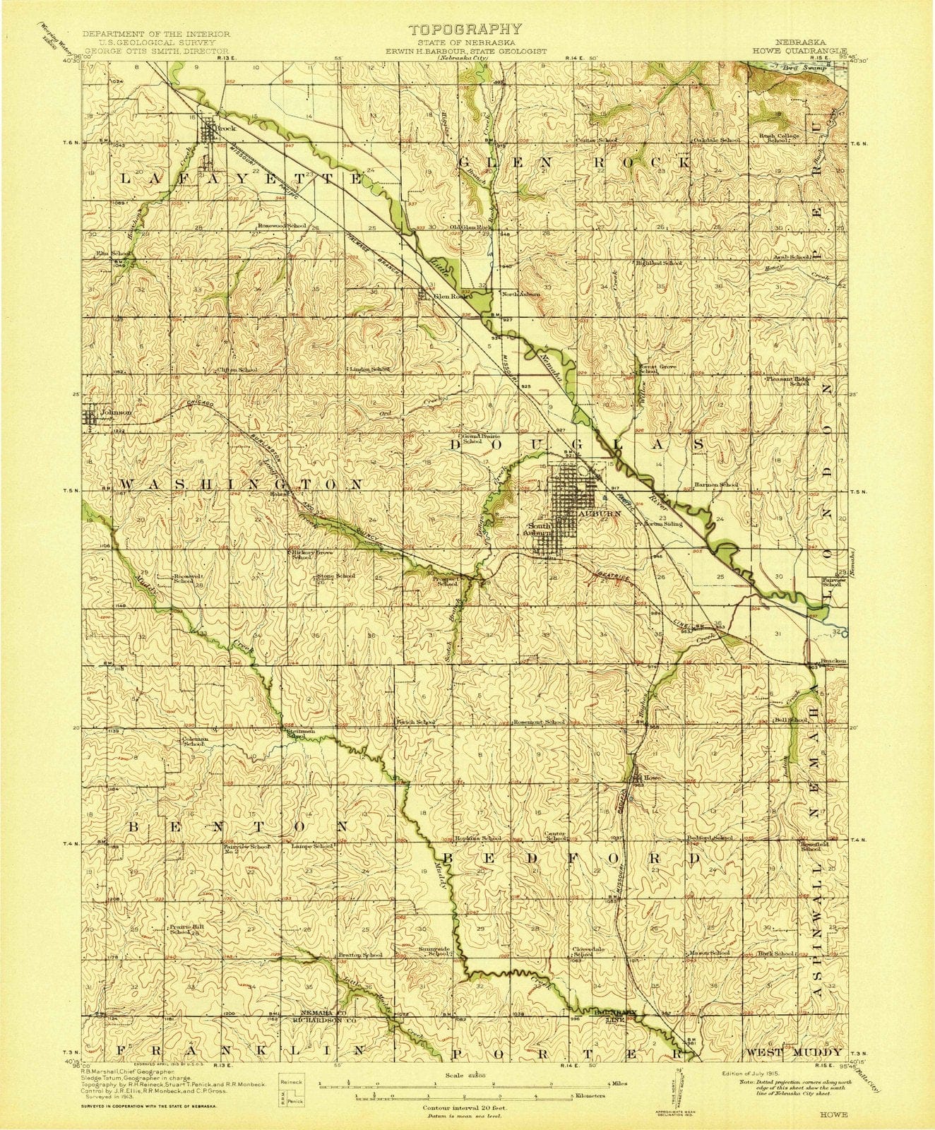1915 Howe, NE - Nebraska - USGS Topographic Map