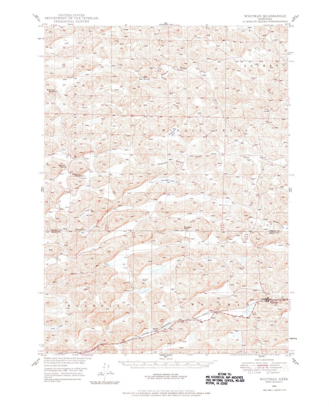 1948 Whitman, NE - Nebraska - USGS Topographic Map