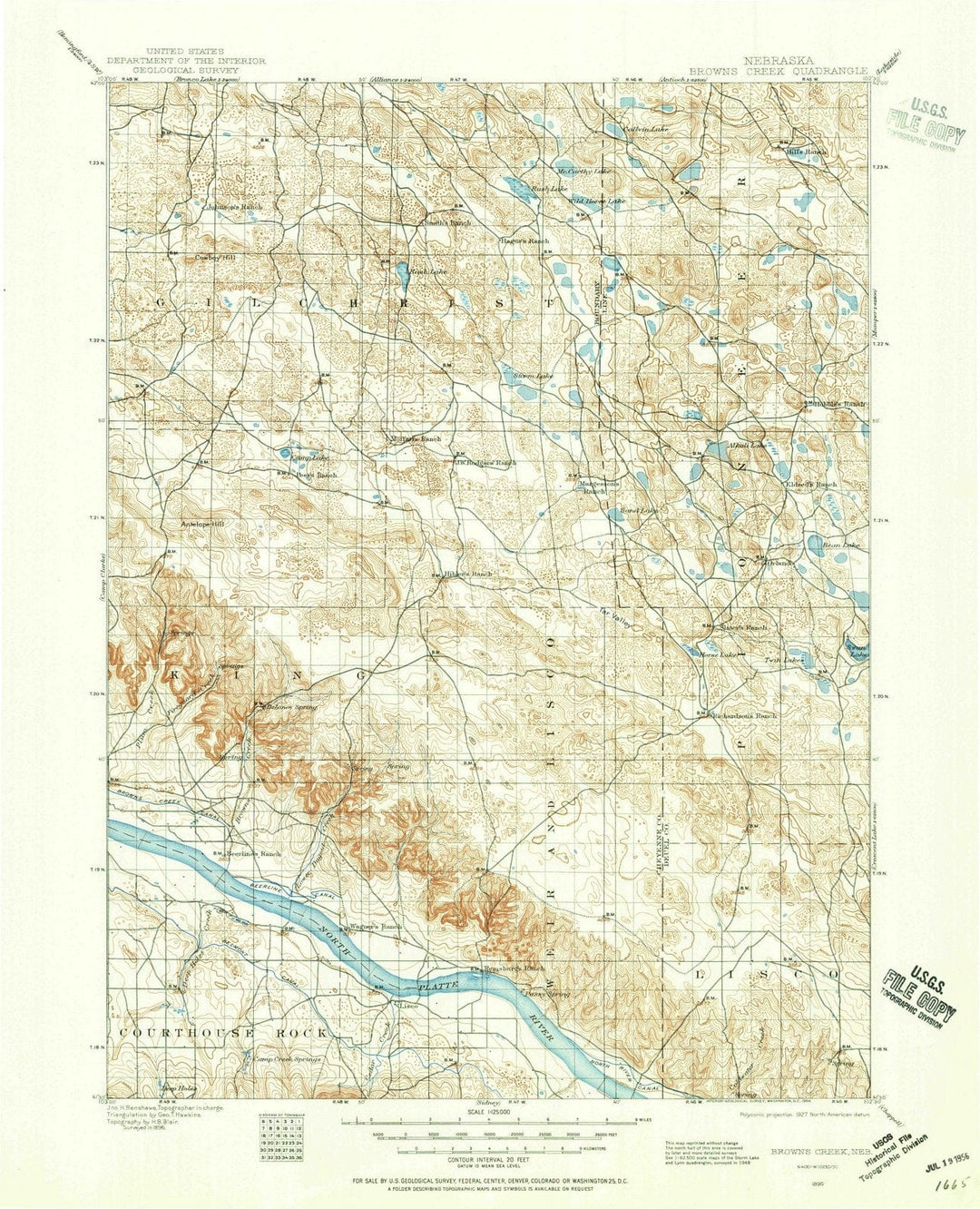 1896 Browns Creek, NE - Nebraska - USGS Topographic Map