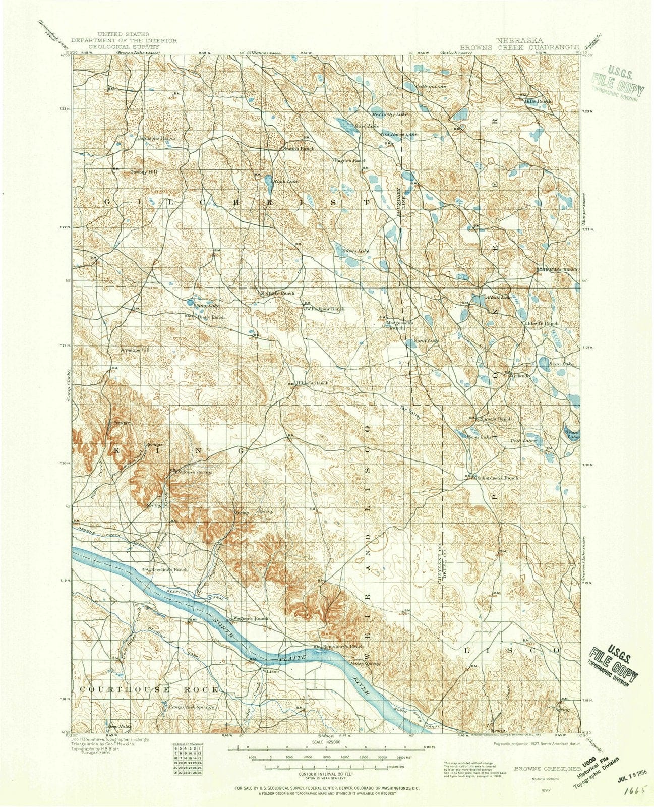 1896 Browns Creek, NE - Nebraska - USGS Topographic Map