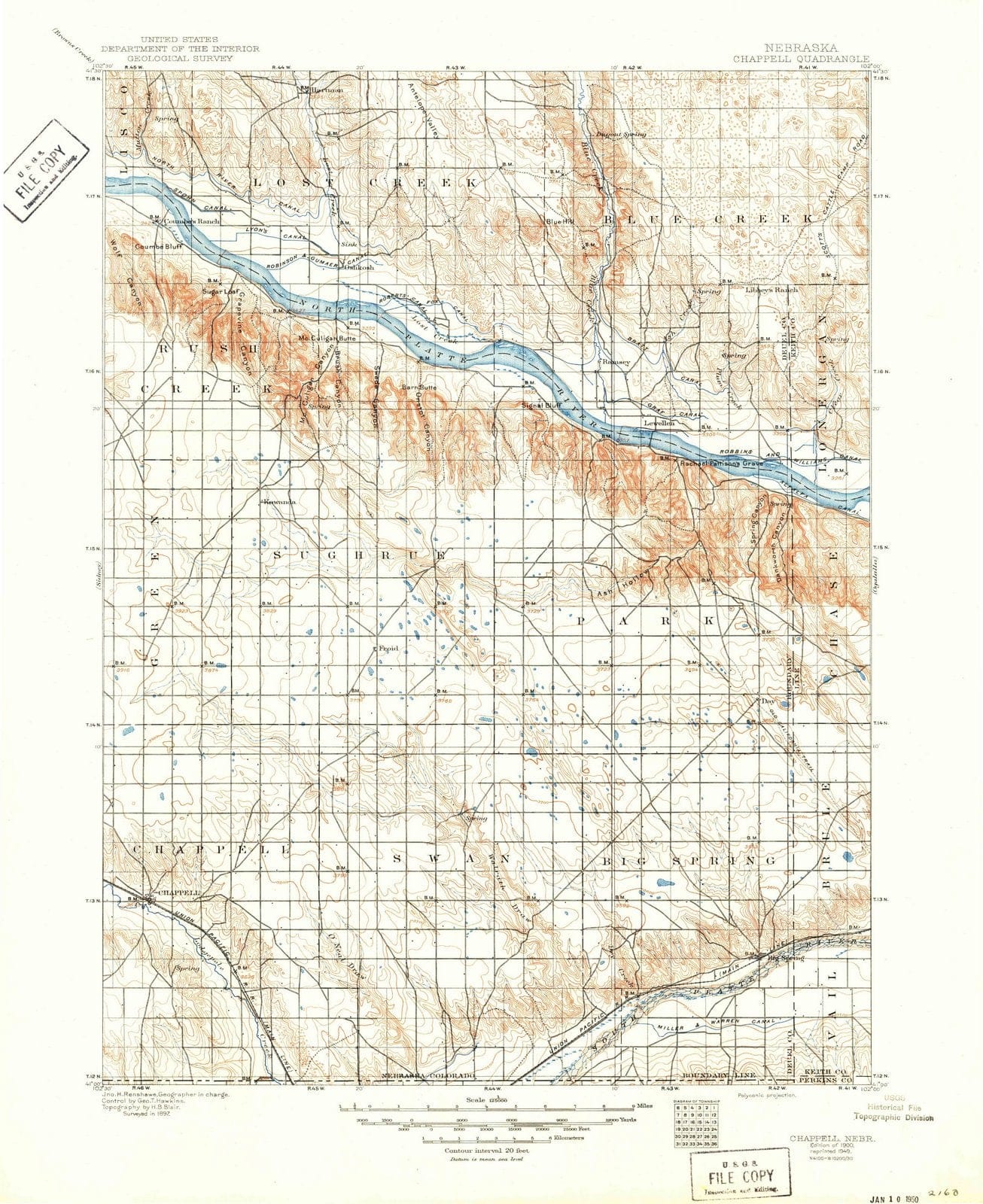 1900 Chappell, NE - Nebraska - USGS Topographic Map