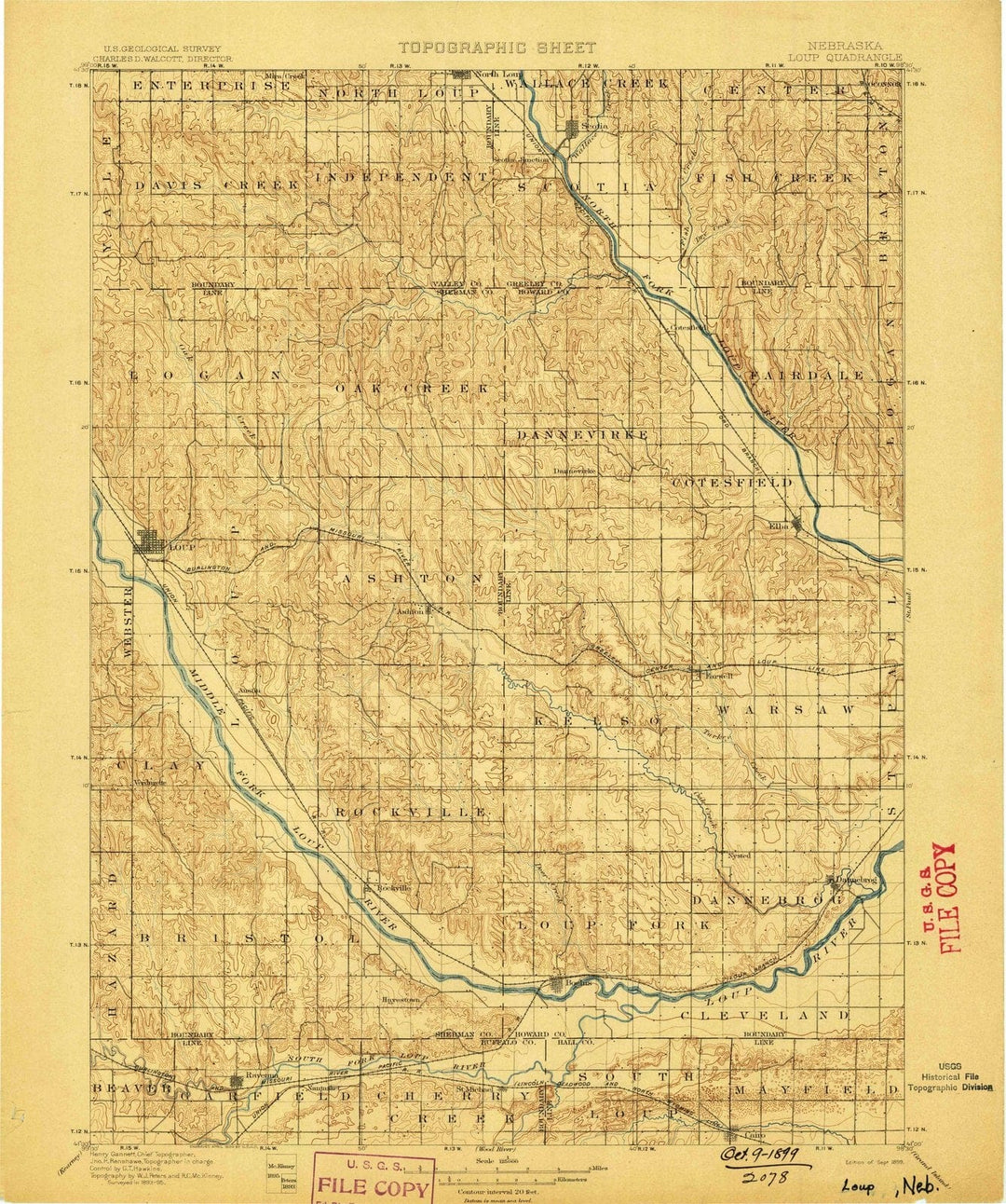 1899 Loup, NE - Nebraska - USGS Topographic Map