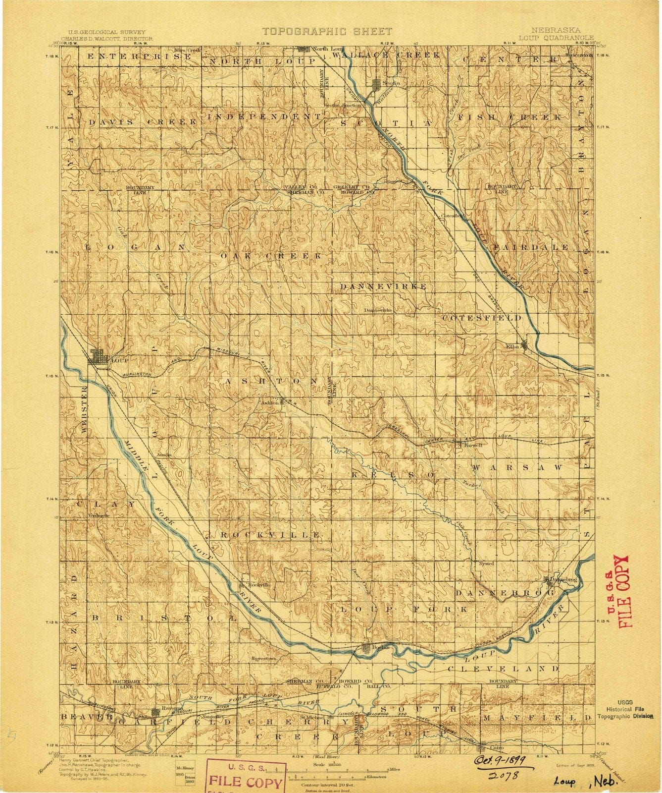 1899 Loup, NE - Nebraska - USGS Topographic Map