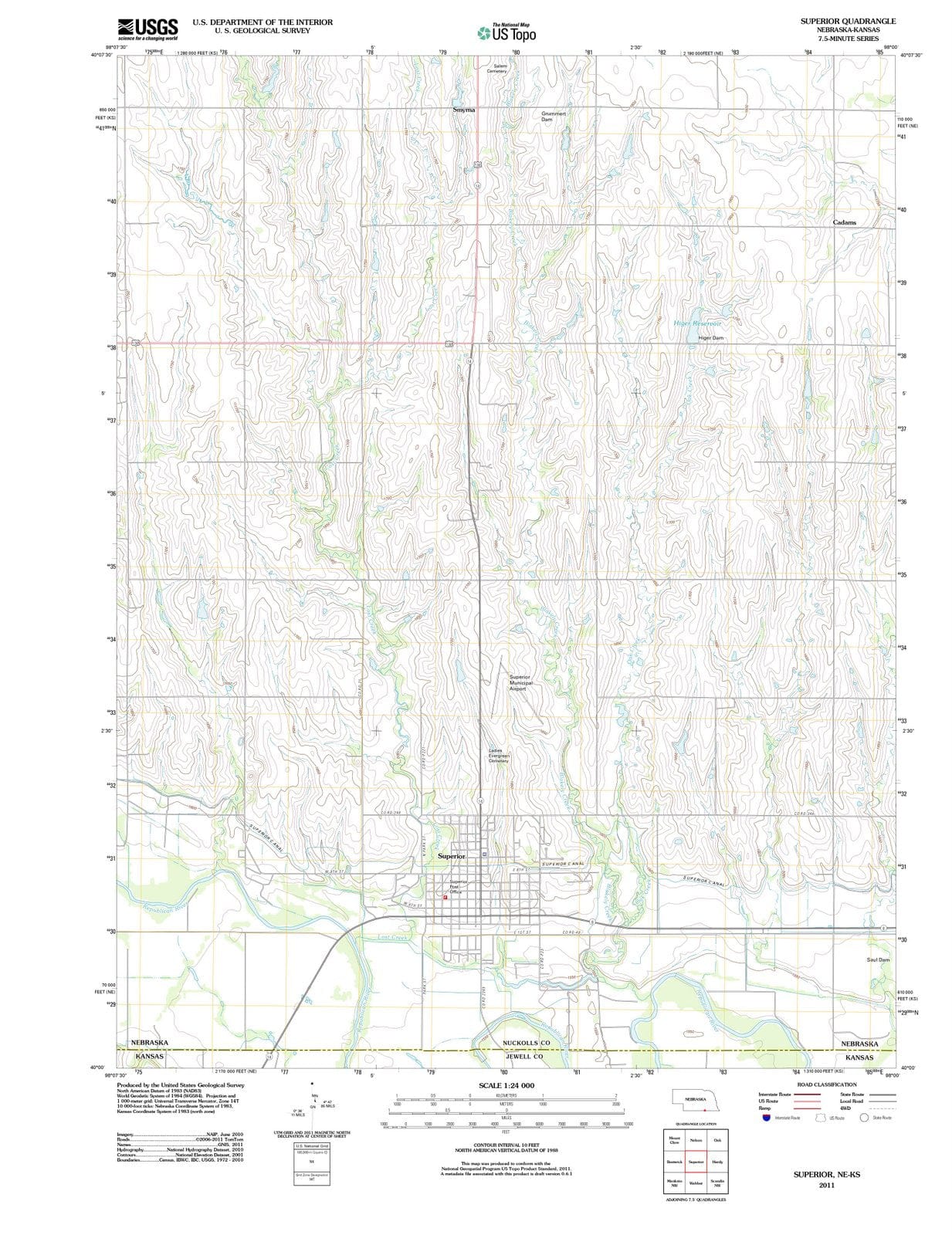 2011 Superior, NE - Nebraska - USGS Topographic Map