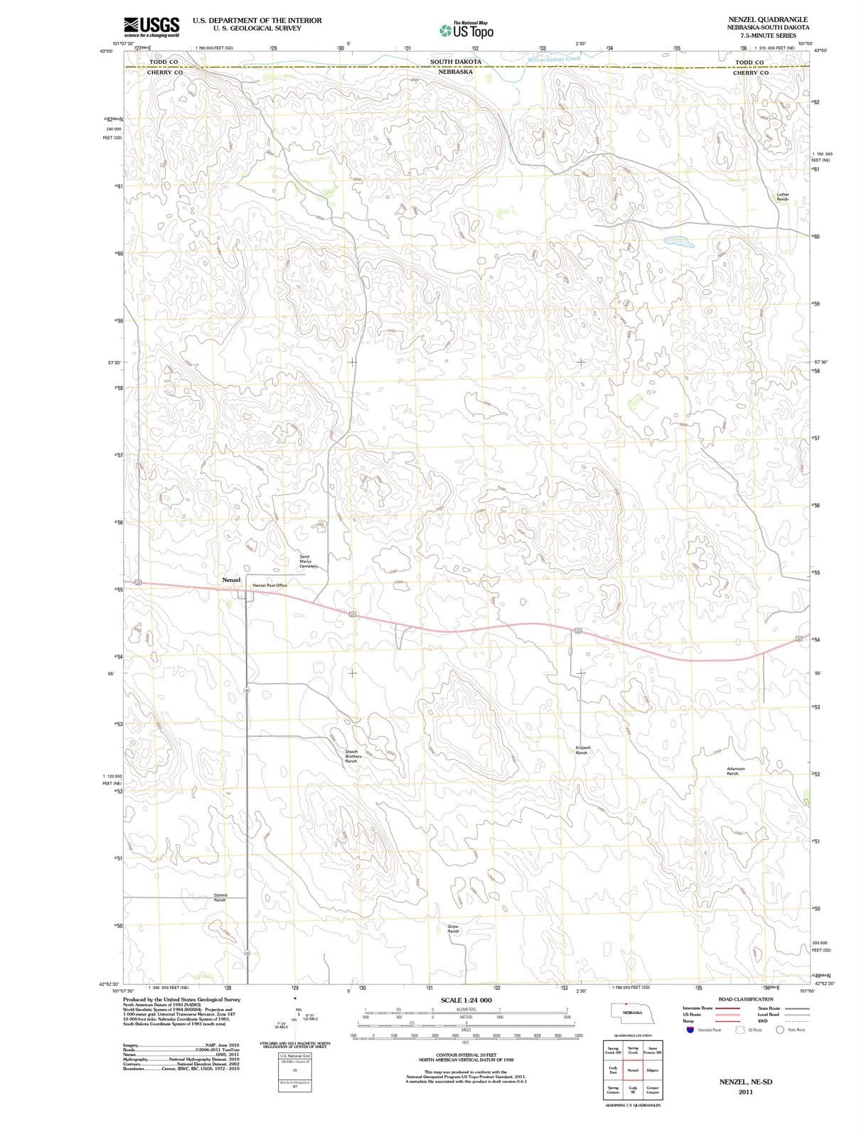 2011 Nenzel, NE - Nebraska - USGS Topographic Map