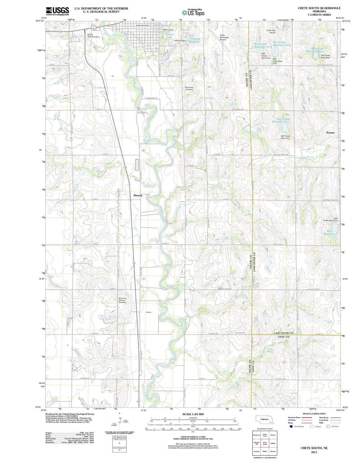 2011 Crete South, NE - Nebraska - USGS Topographic Map