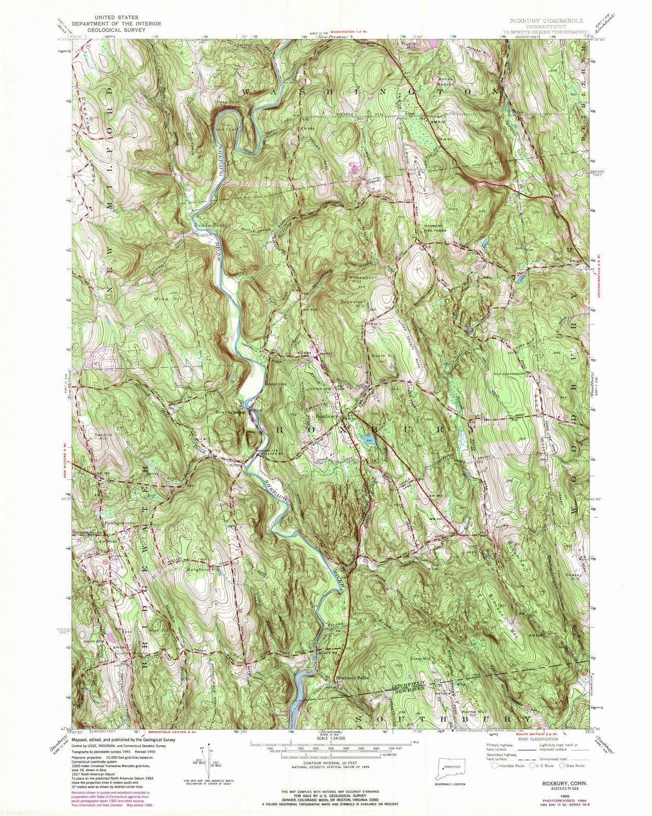 1955 Roxbury, CT - Connecticut - USGS Topographic Map