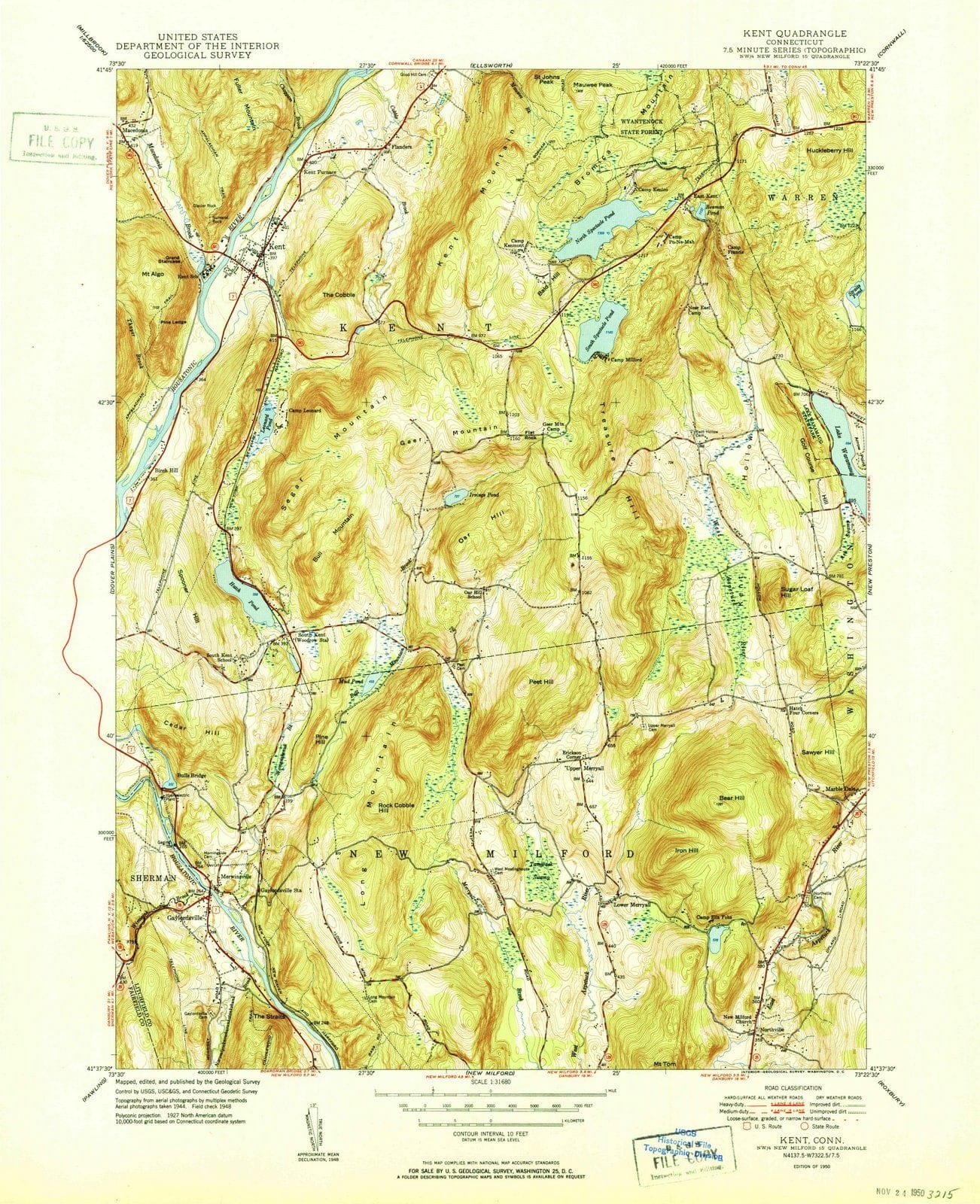 1950 Kent, CT - Connecticut - USGS Topographic Map