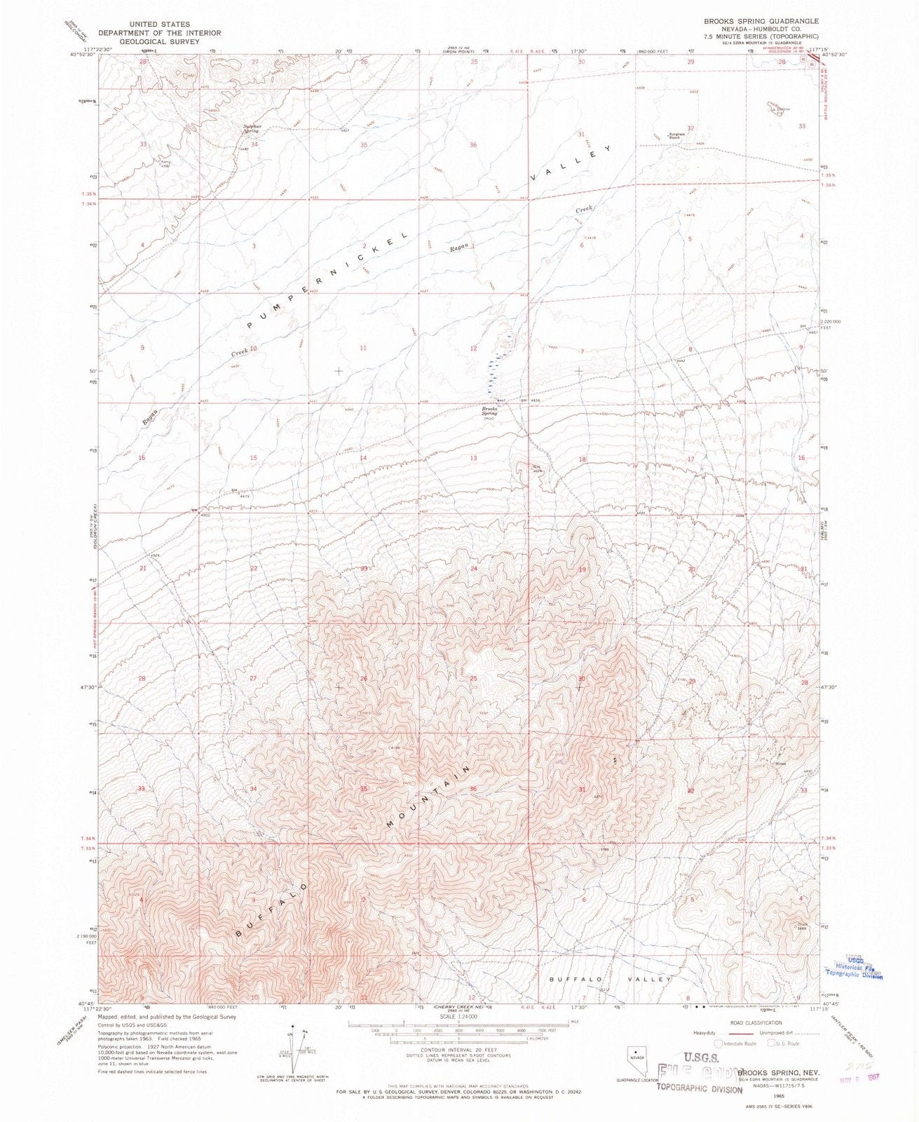 1965 Brooks Spring, NV - Nevada - USGS Topographic Map