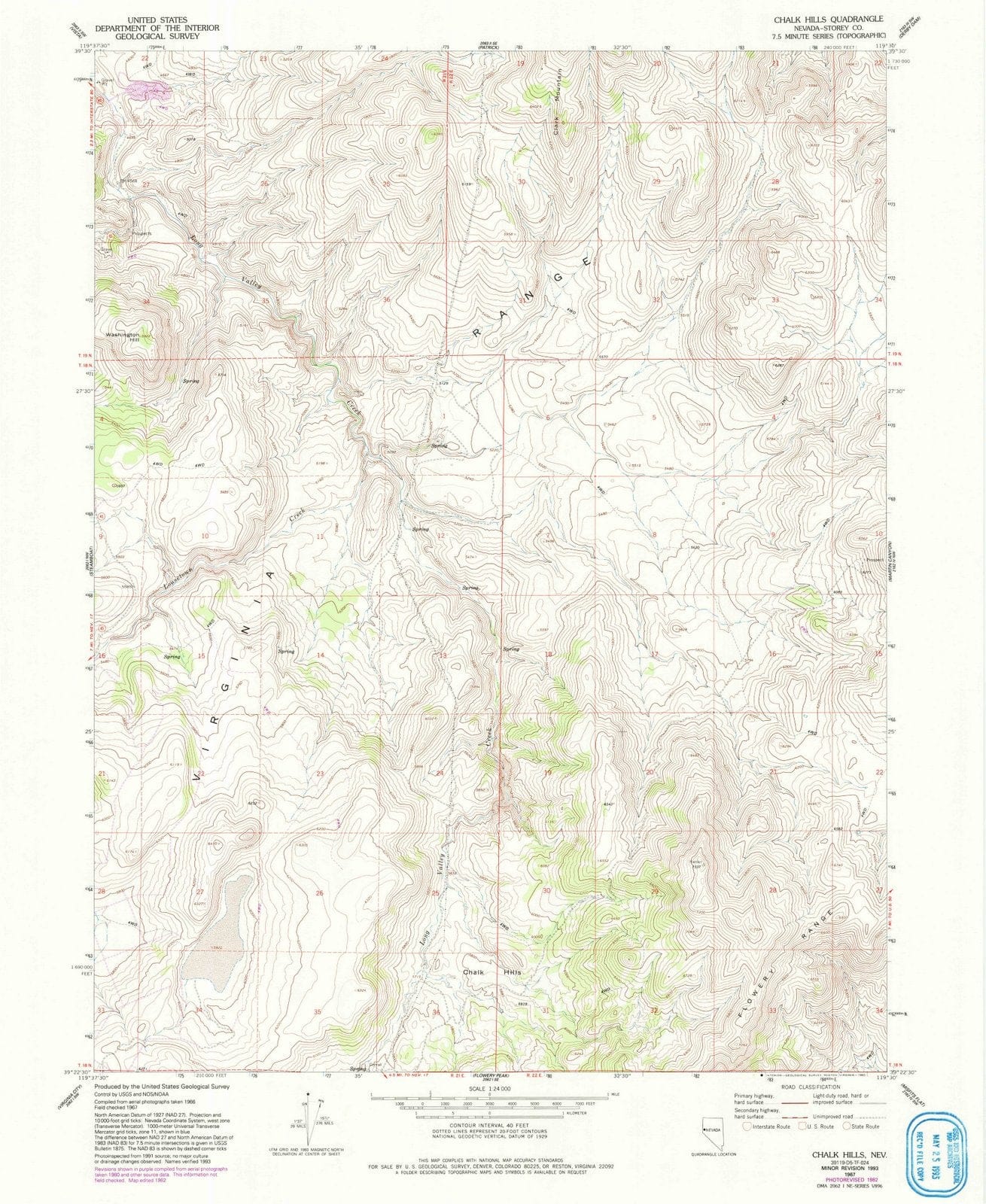 1967 Chalk Hills, NV - Nevada - USGS Topographic Map
