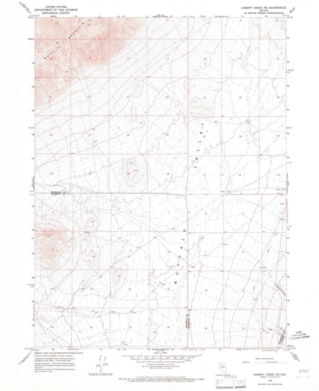 1965 Cherry Creek, NV - Nevada - USGS Topographic Map