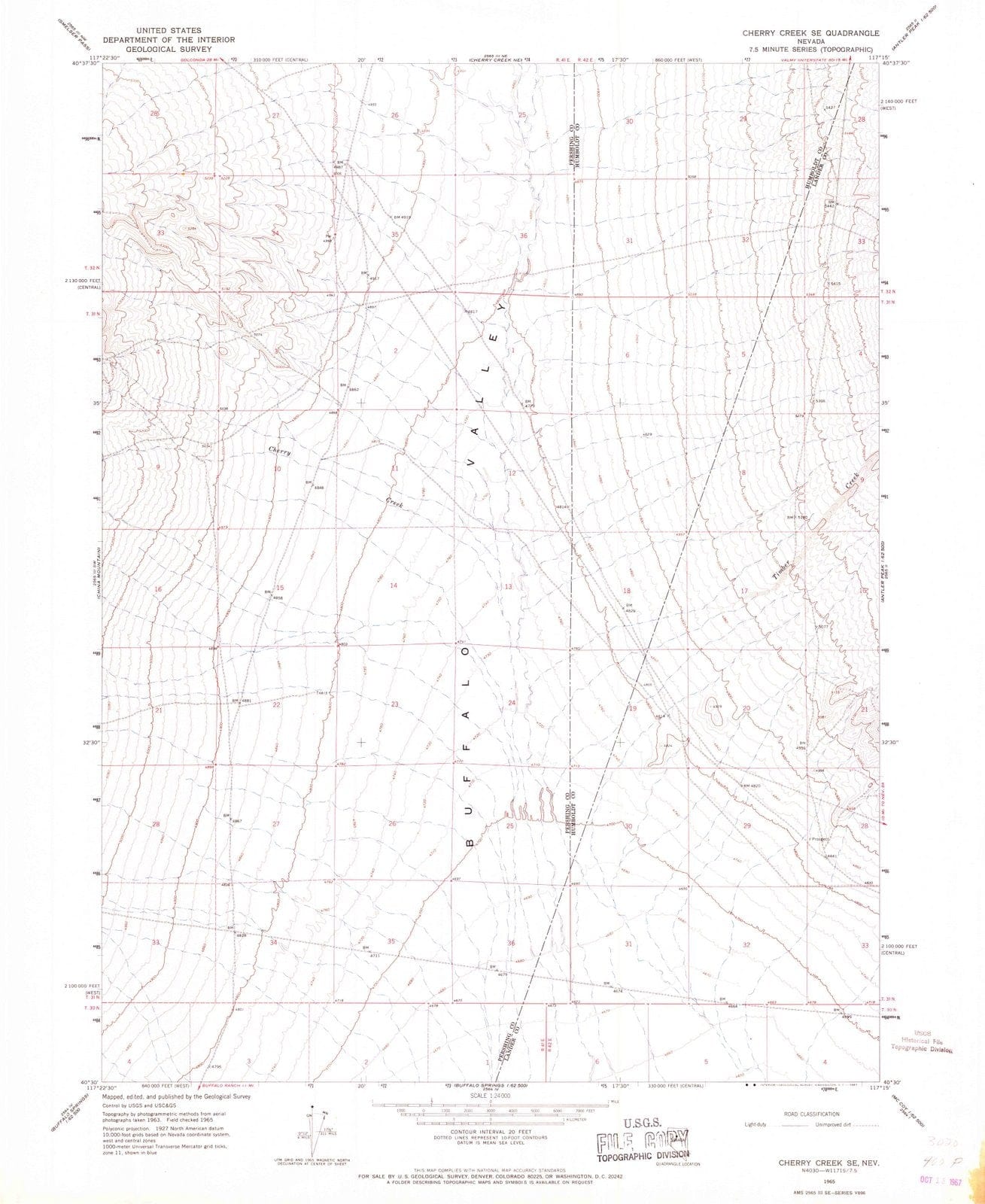 1965 Cherry Creek, NV - Nevada - USGS Topographic Map v2