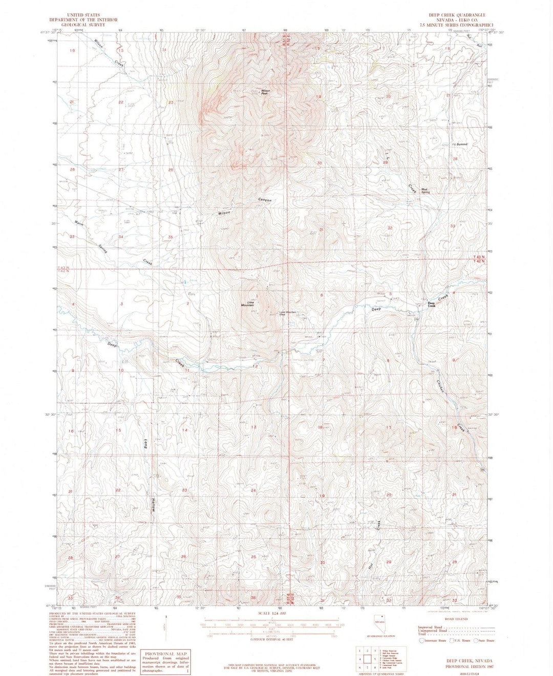 1987 Deep Creek, NV - Nevada - USGS Topographic Map