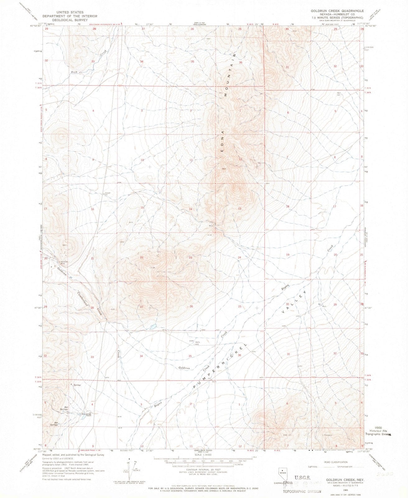 1965 Goldrun Creek, NV - Nevada - USGS Topographic Map
