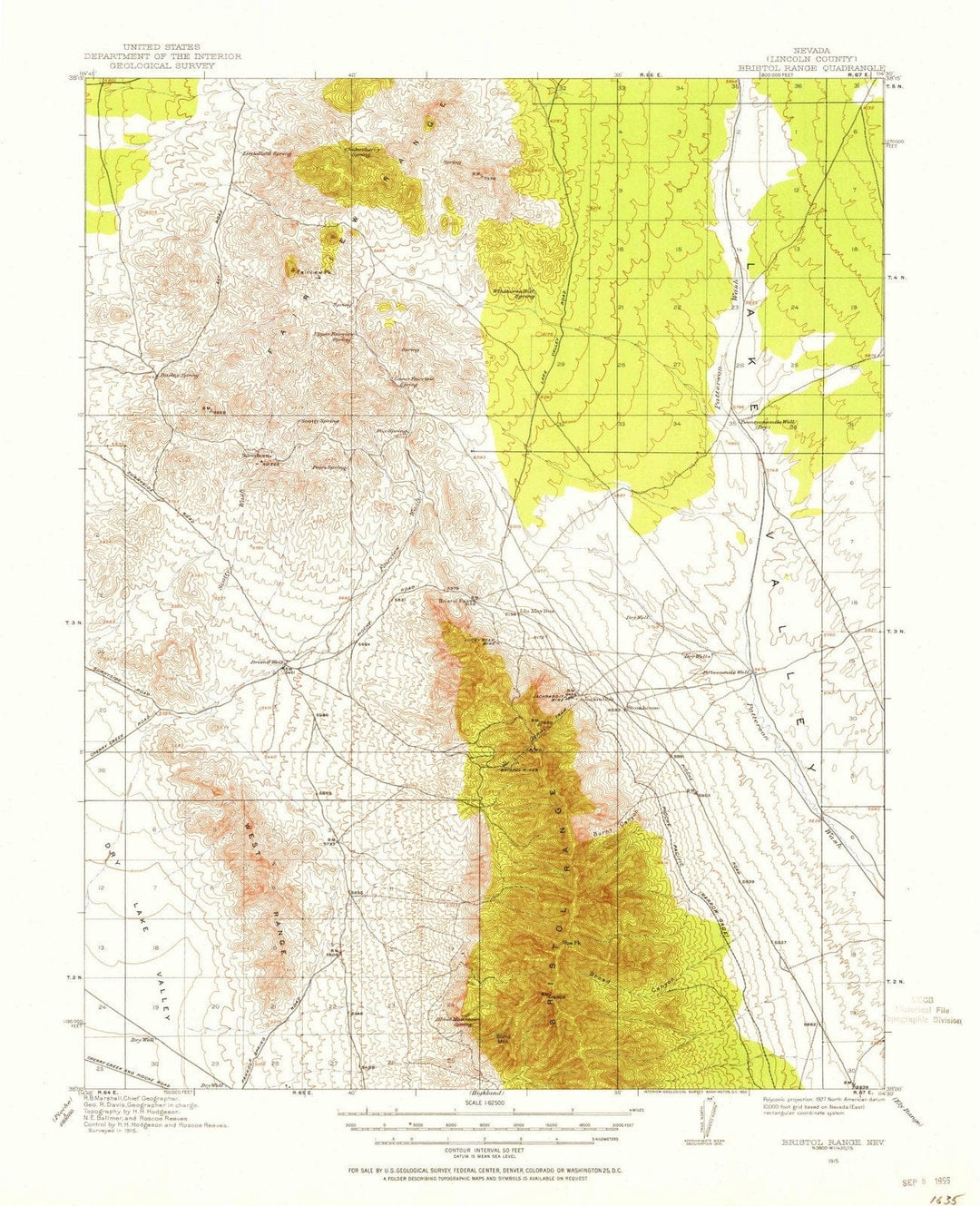 1915 Bristol Range, NV - Nevada - USGS Topographic Map