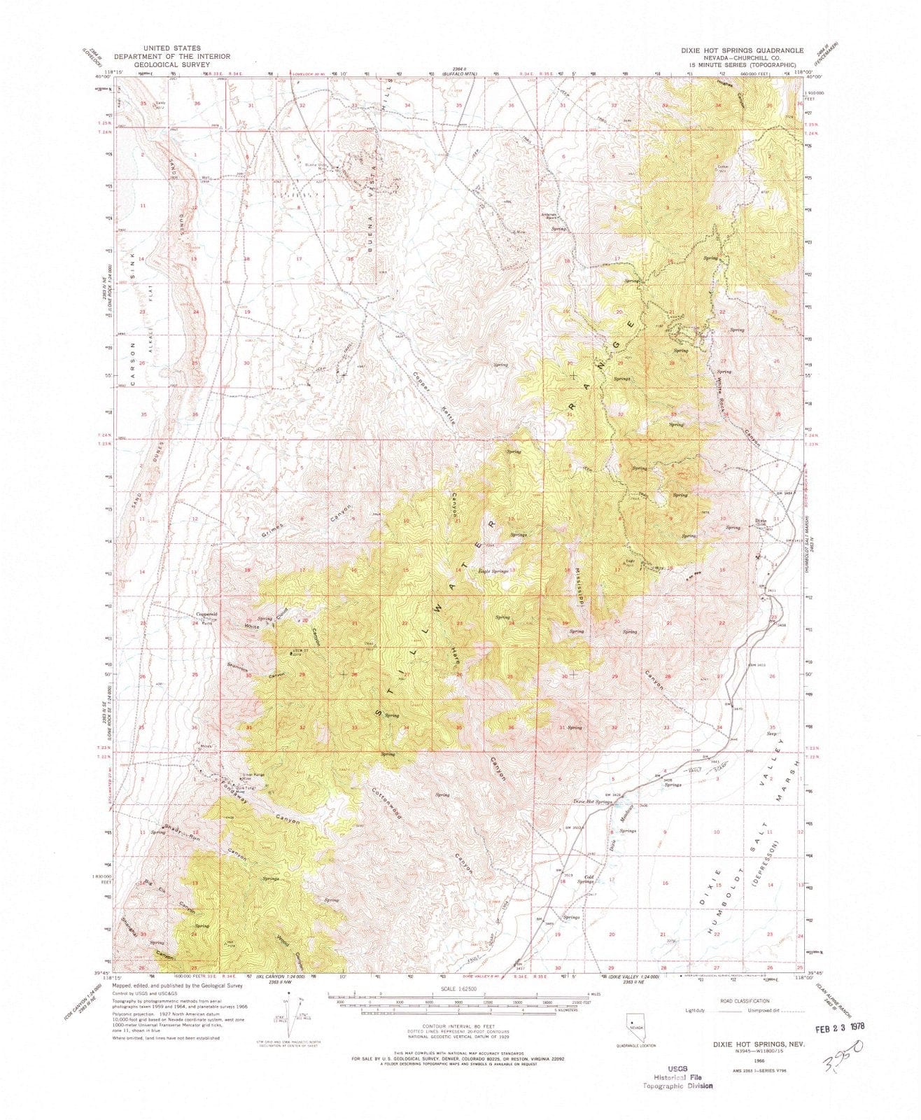 1966 Dixie Hot Springs, NV - Nevada - USGS Topographic Map