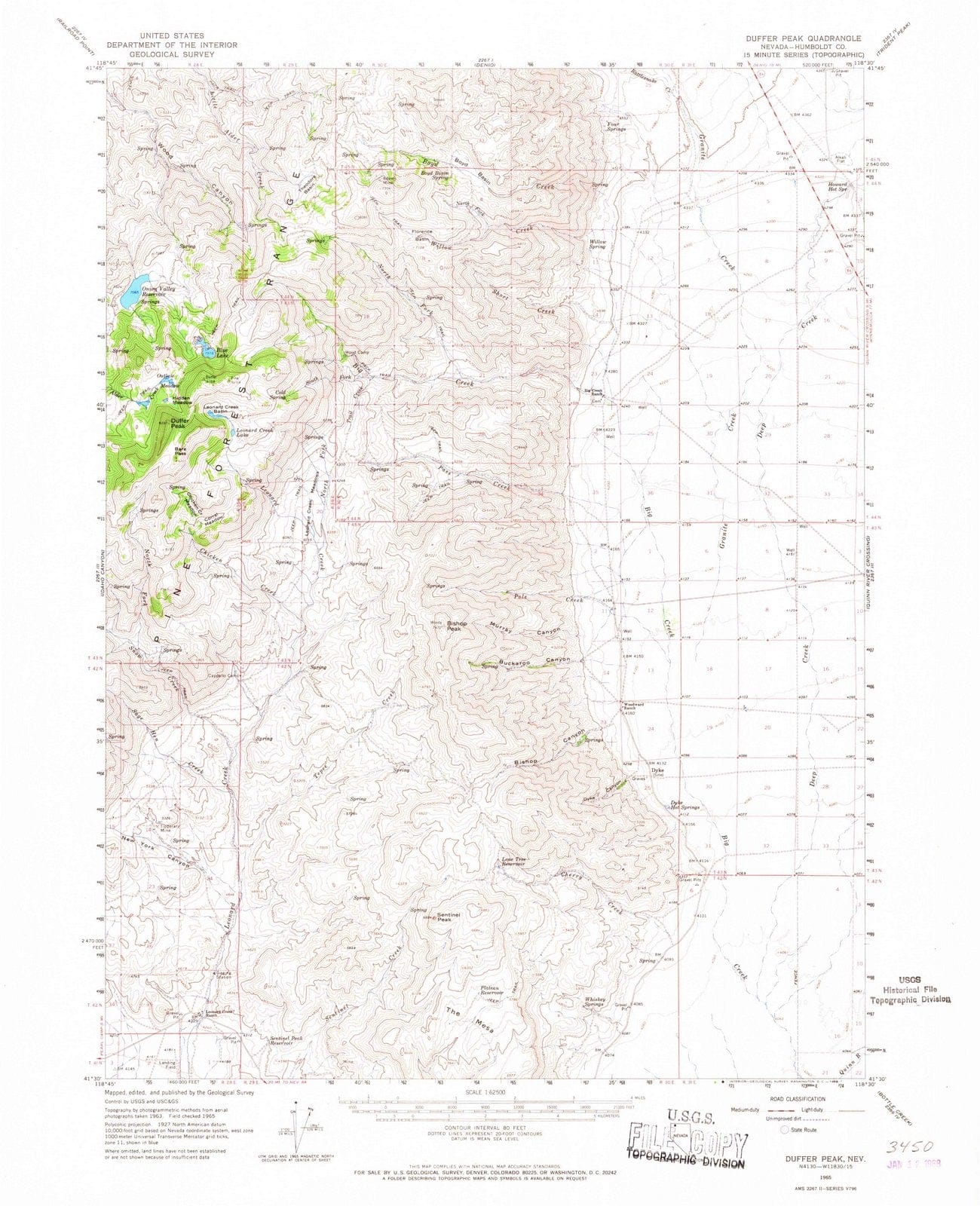 1965 Duffer Peak, NV - Nevada - USGS Topographic Map