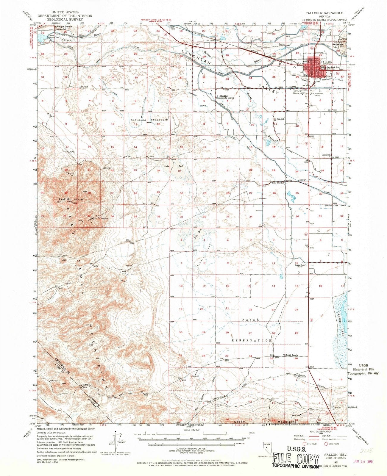 1951 Fallon, NV - Nevada - USGS Topographic Map