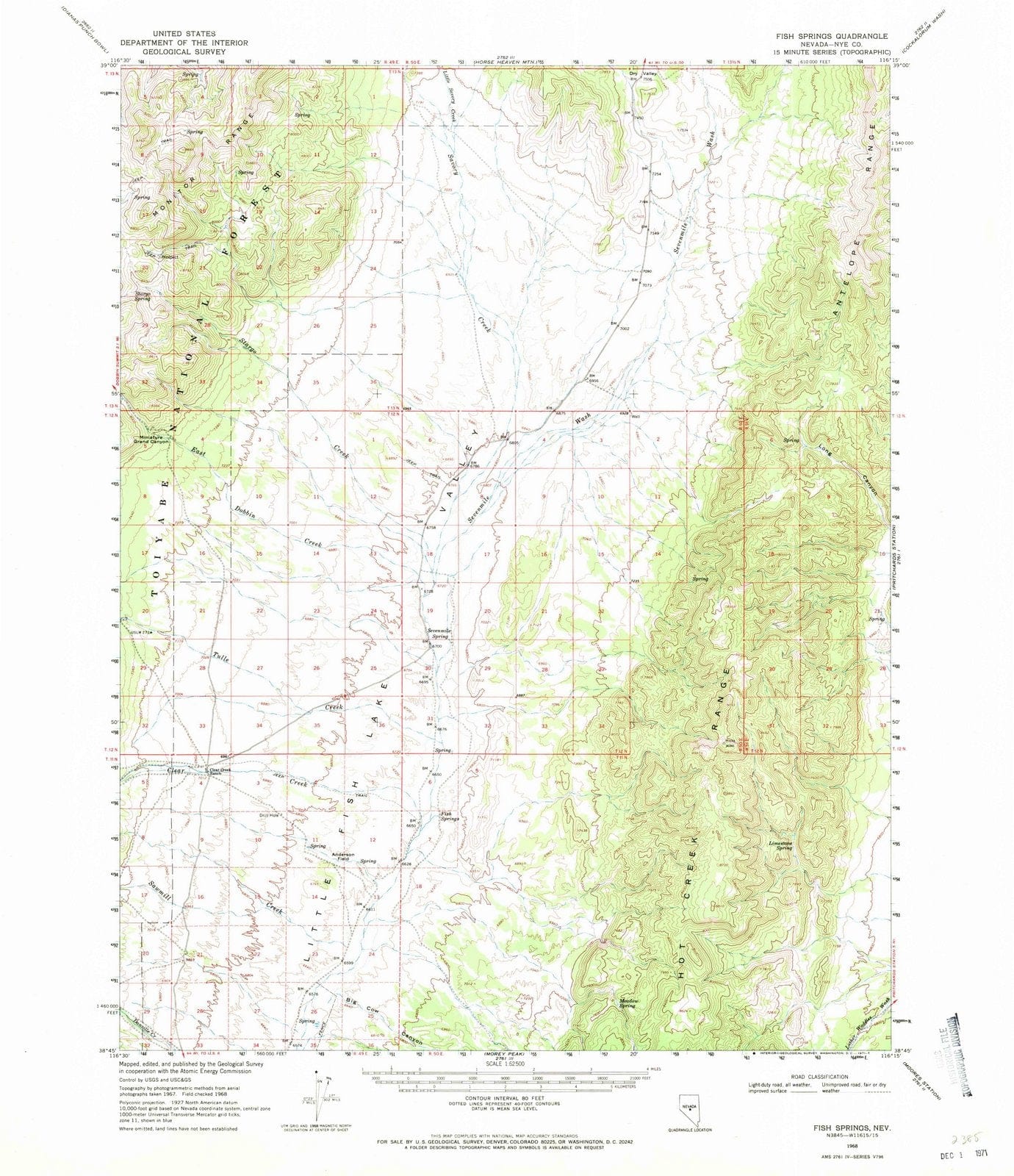 1968 Fish Springs, NV - Nevada - USGS Topographic Map v4