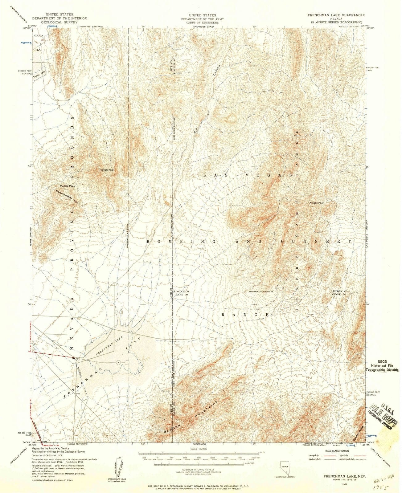 1952 Frenchman Lake, NV - Nevada - USGS Topographic Map