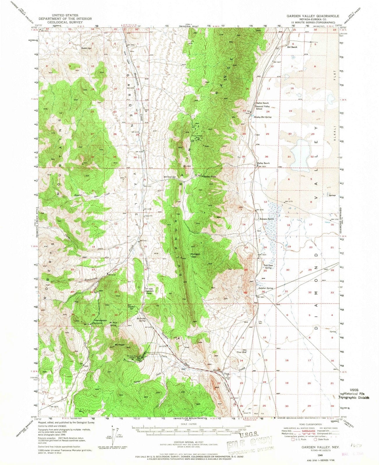 1949 Garden Valley, NV - Nevada - USGS Topographic Map
